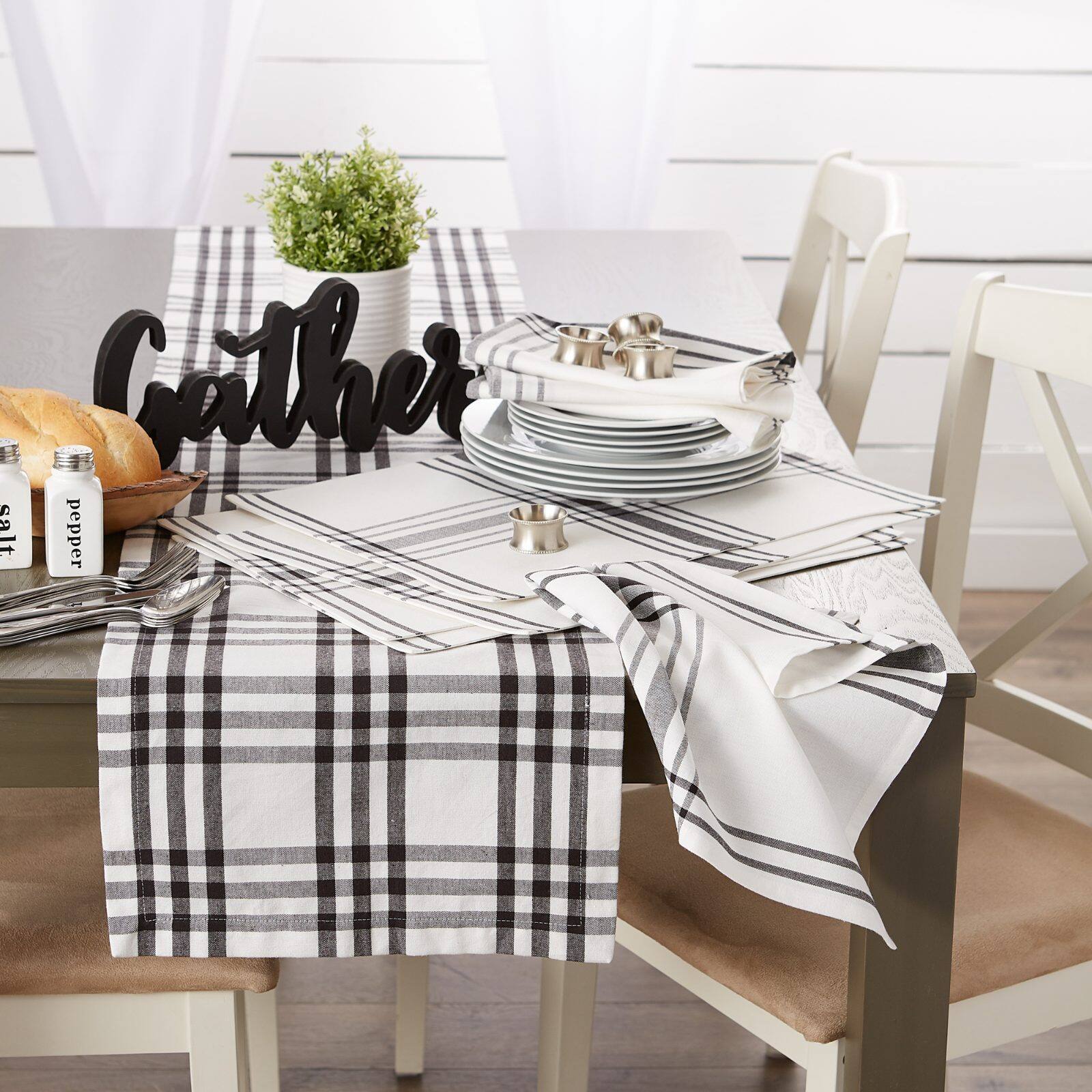 DII® Home Sweet Farmhouse Black Cotton Placemats, 6ct.