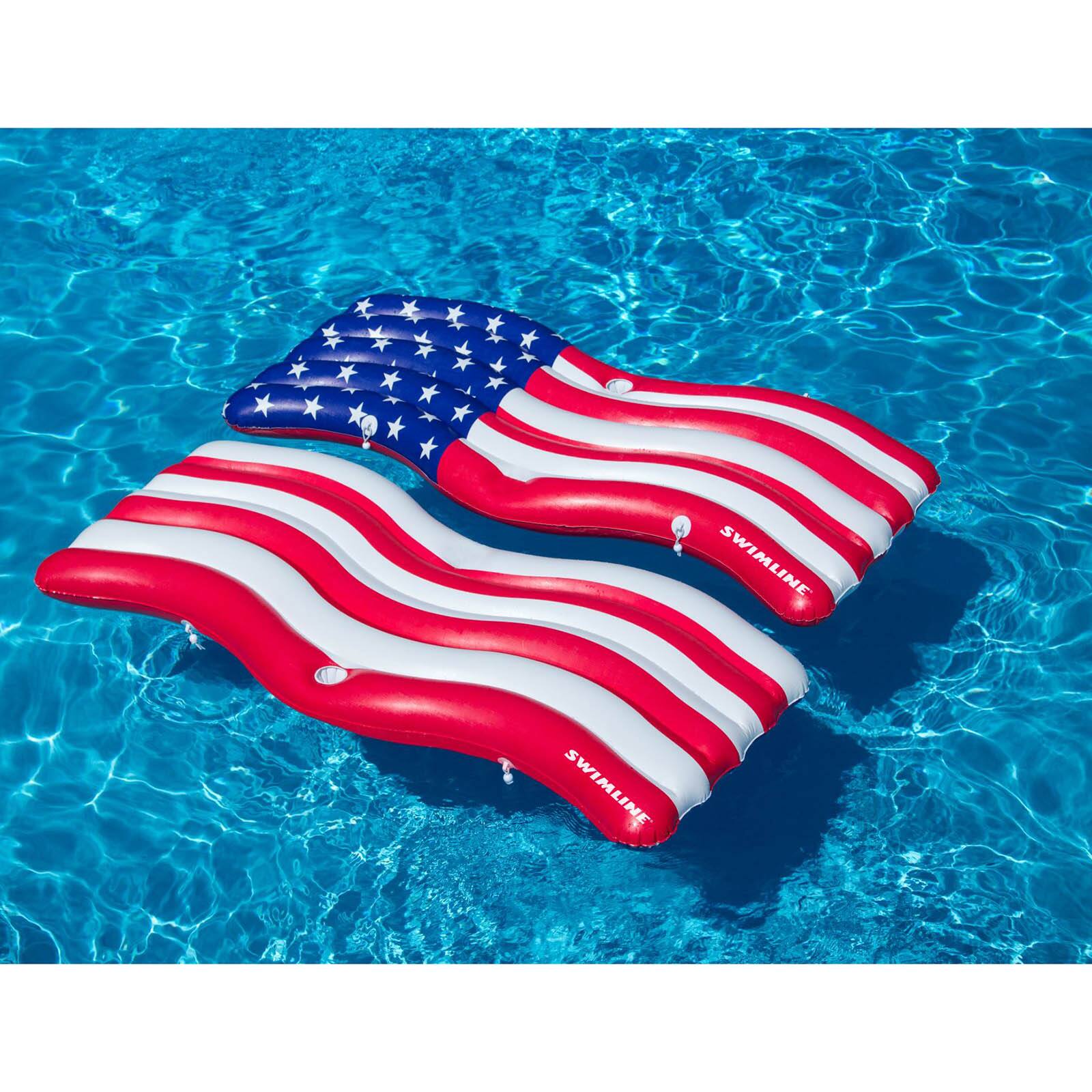 Swimline 6ft. American Flag Patriotic Inflatable Swimming Pool Floats, 2ct.
