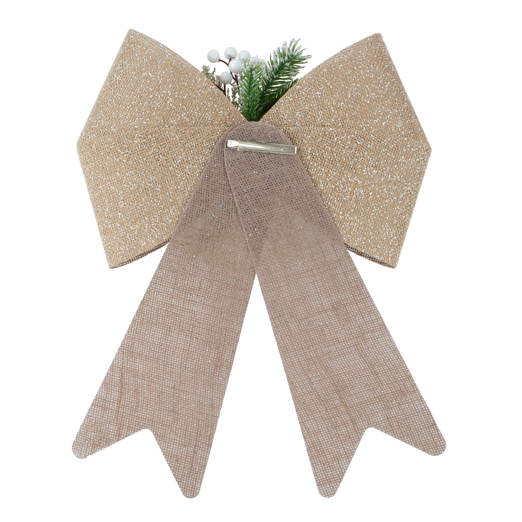 18&#x22; Natural Faux Linen Shimmer Tree Bow by Celebrate It&#xAE;