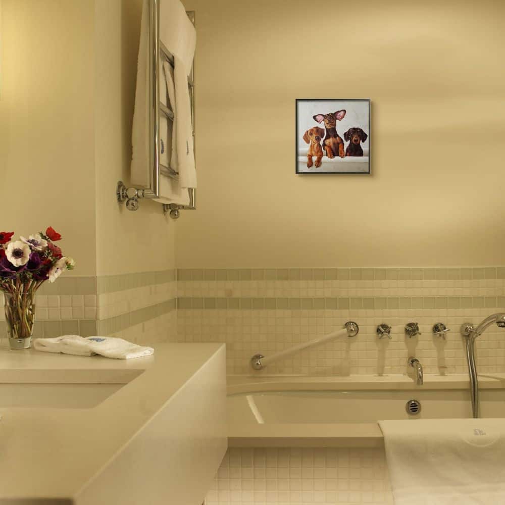 Stupell Industries Dachshunds in the Tub Wall Art in Black Frame