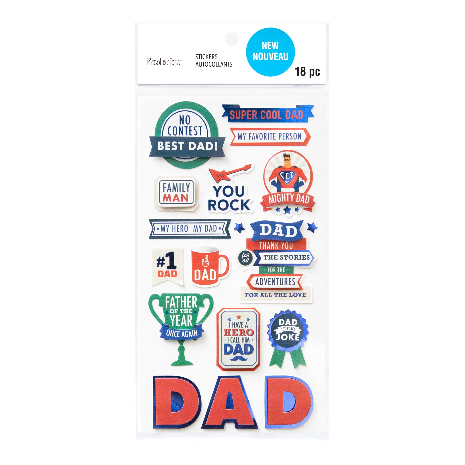 12 Pack: Dad Dimensional Stickers by Recollections™
