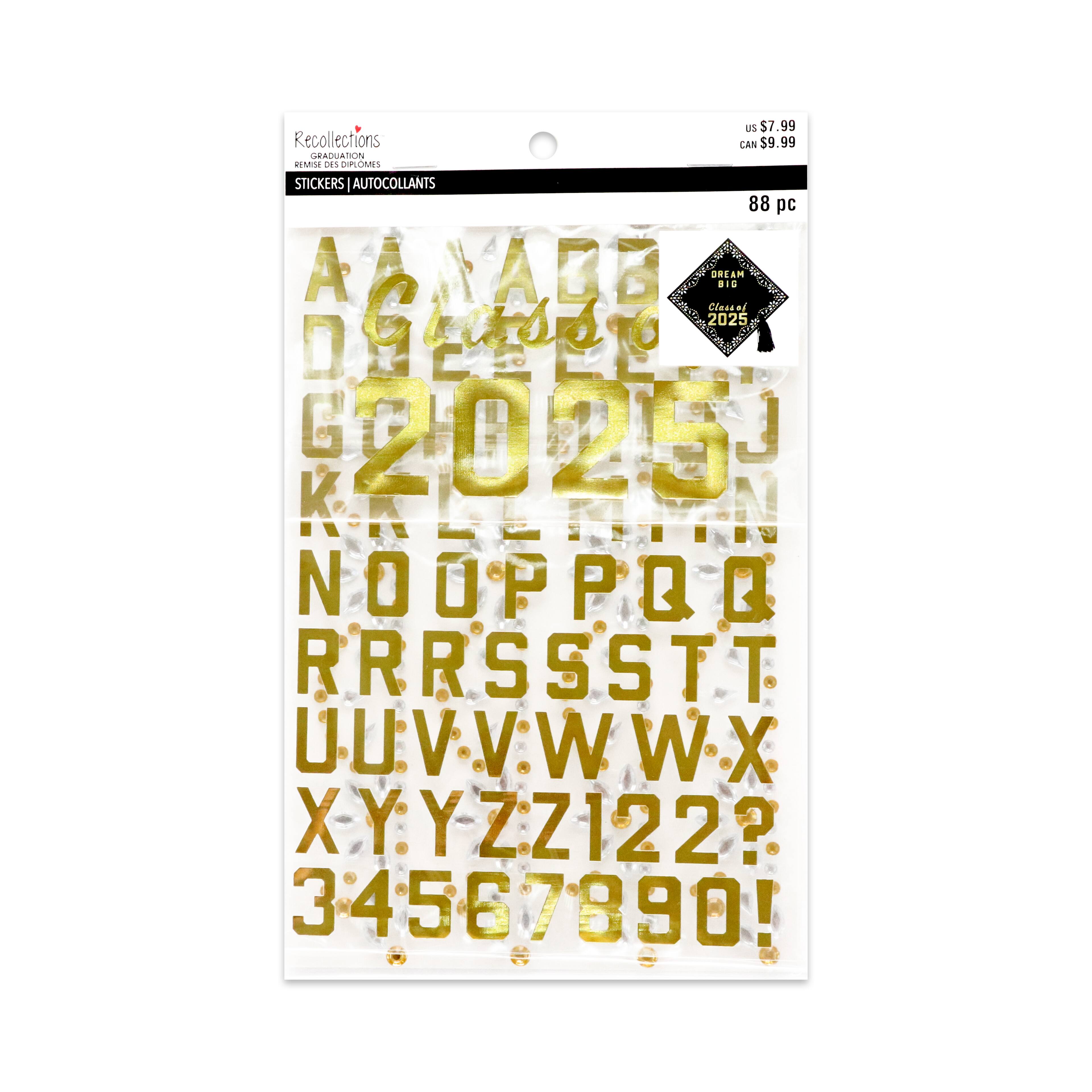 Gold Letters & Bling Graduation Cap Stickers by Recollections™