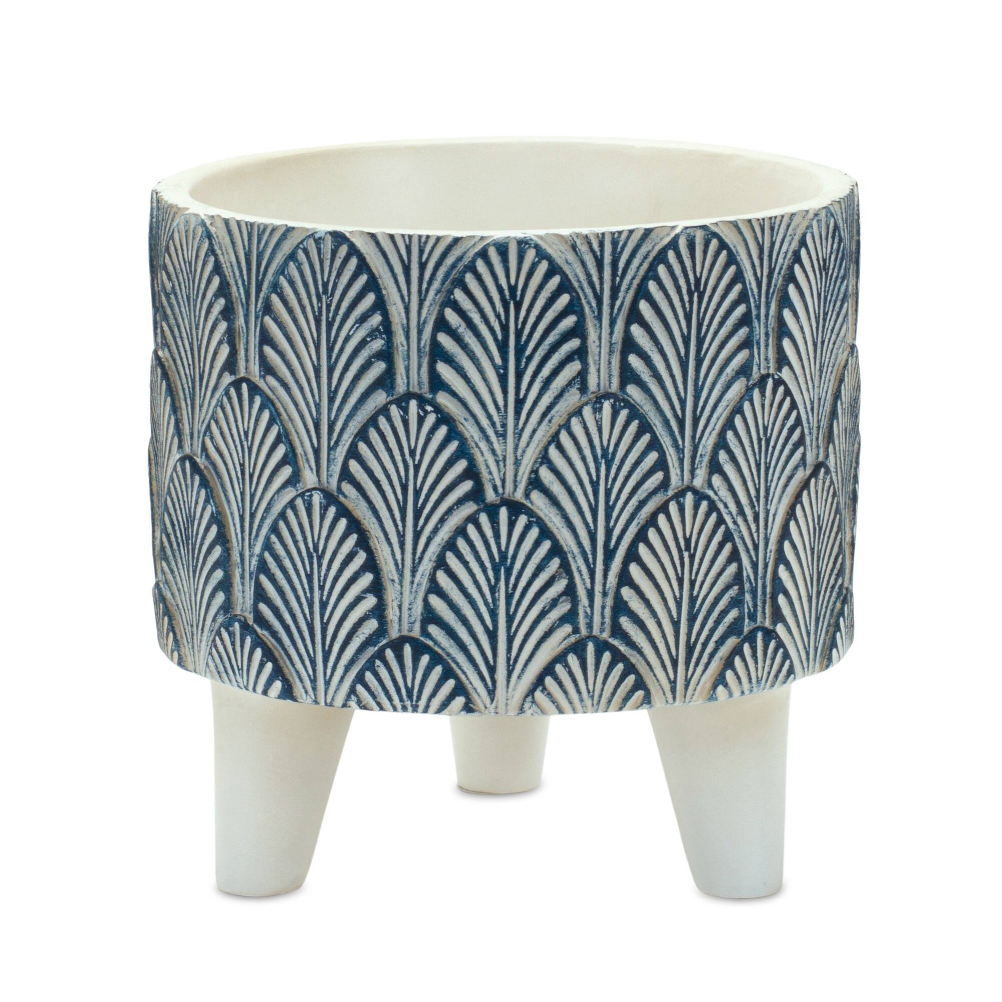 Decorative Leaf Print Pot Set with Legs