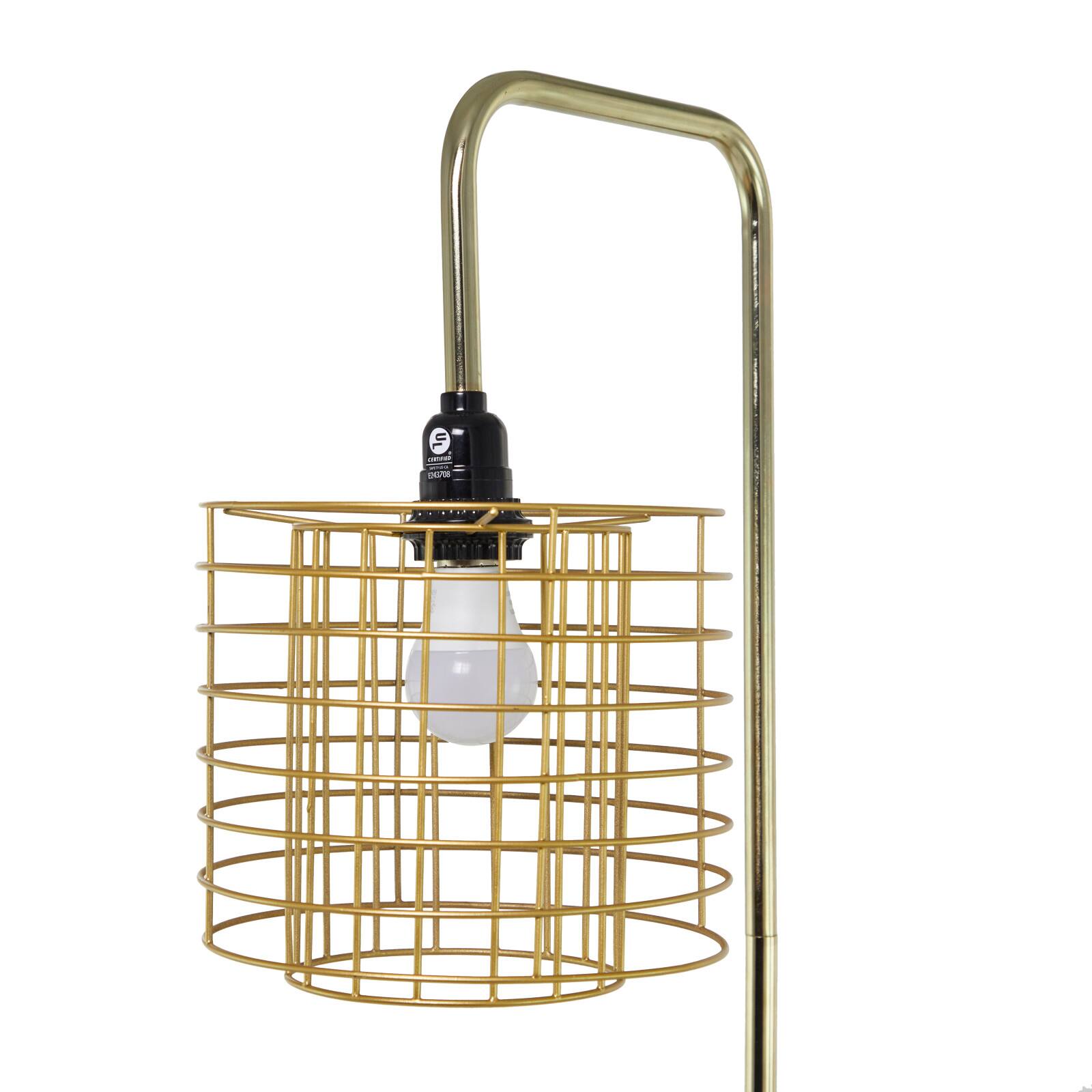 Gold Metal Industrial Floor Lamp, 15" x 10" x 64"