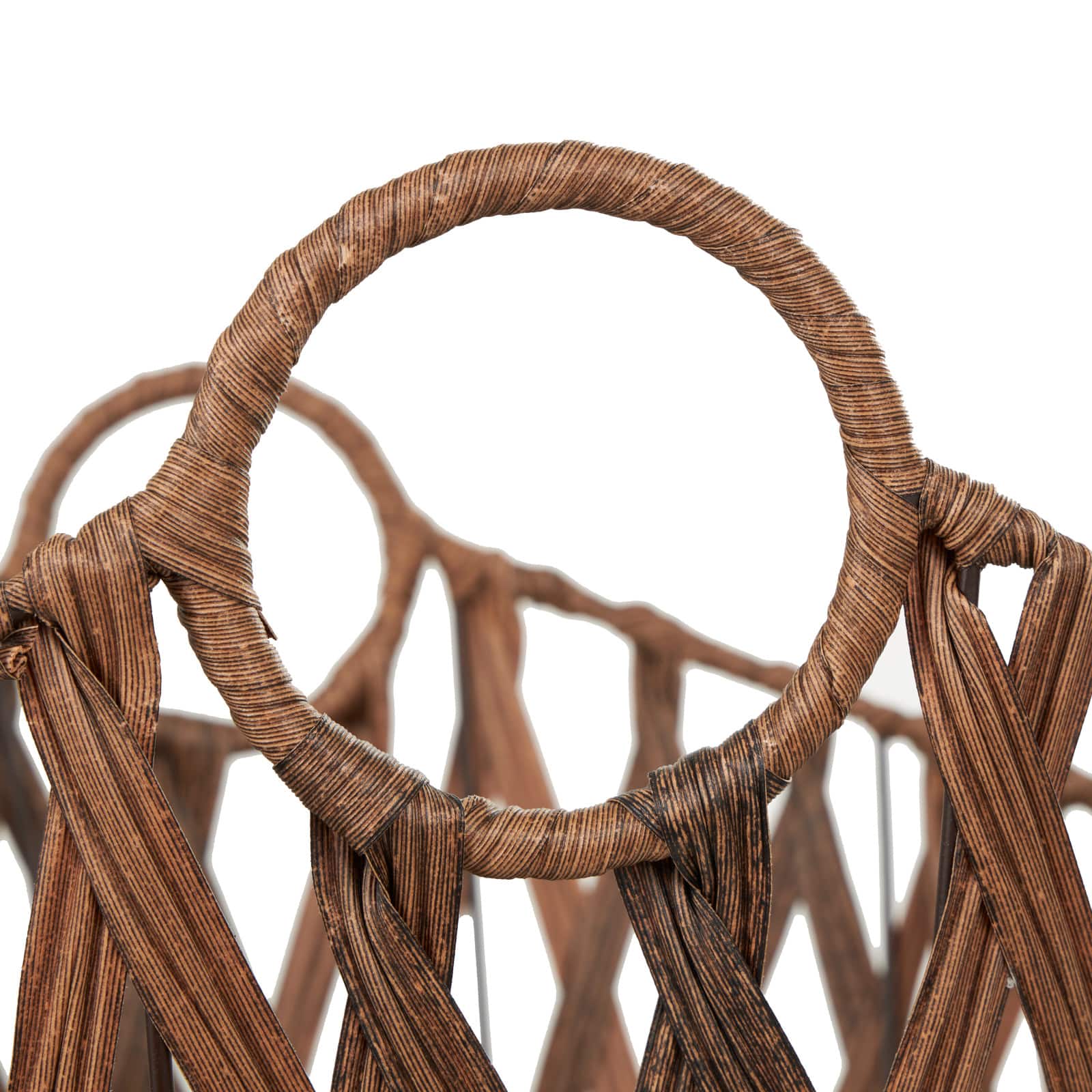 21" Bronze Plastic Rattan Geometric Woven Storage Basket