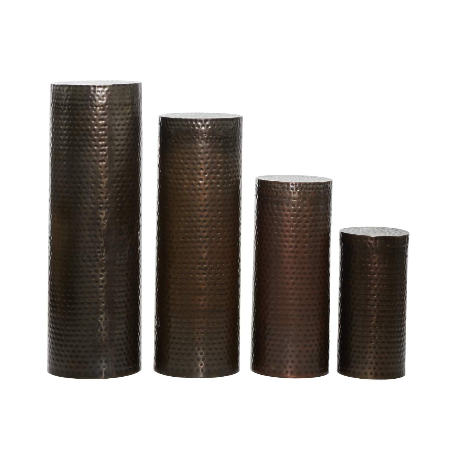 Assorted Brown Metal Industrial Pedestal Table Set