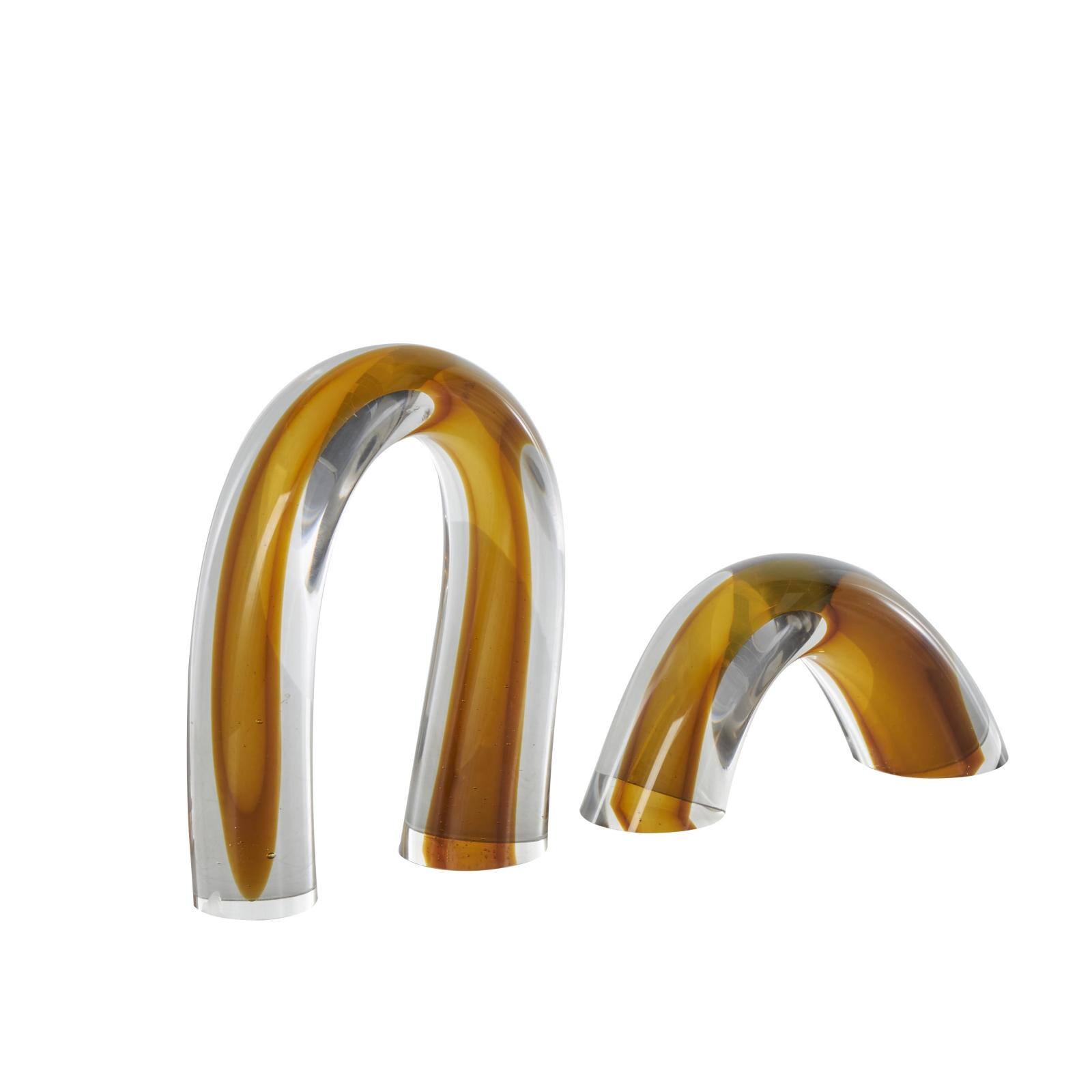 Orange Abstract Arch Glass Sculpture Set