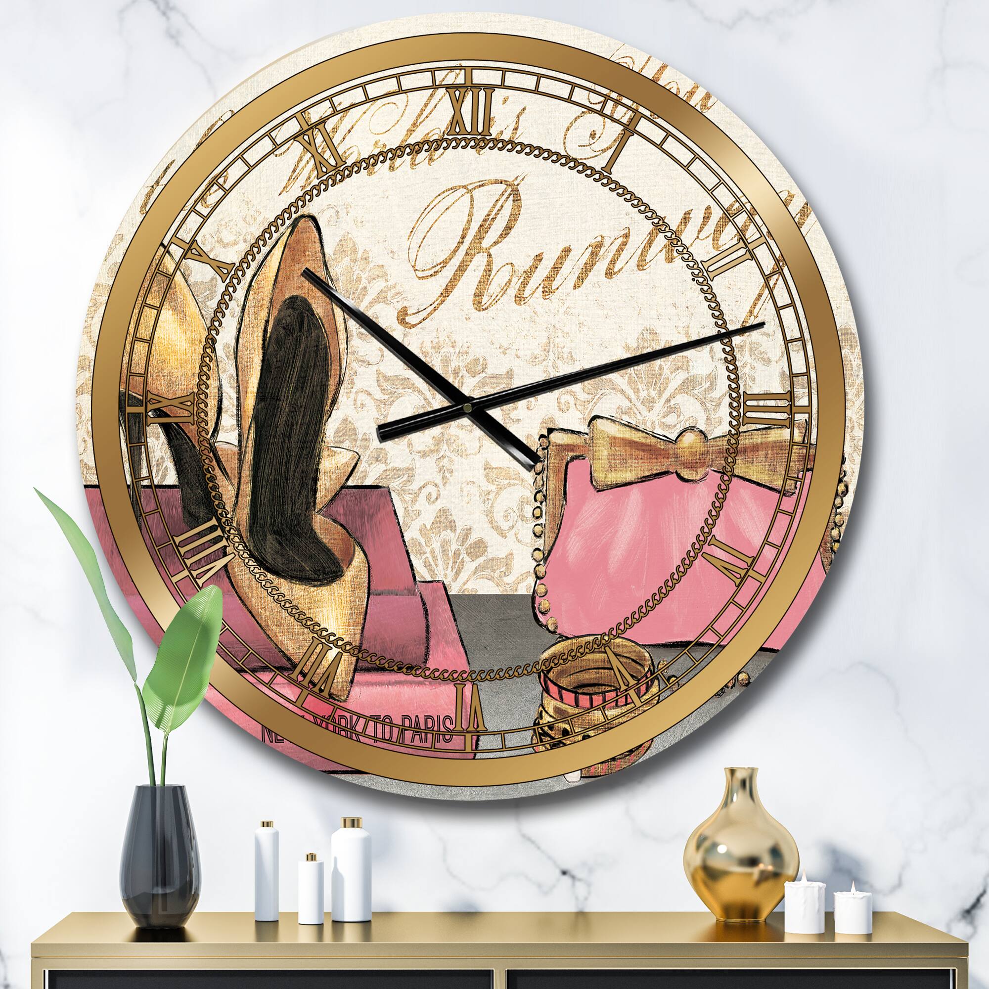 Designart 'Gold Fabulous Life Style I Glam Wall Clock