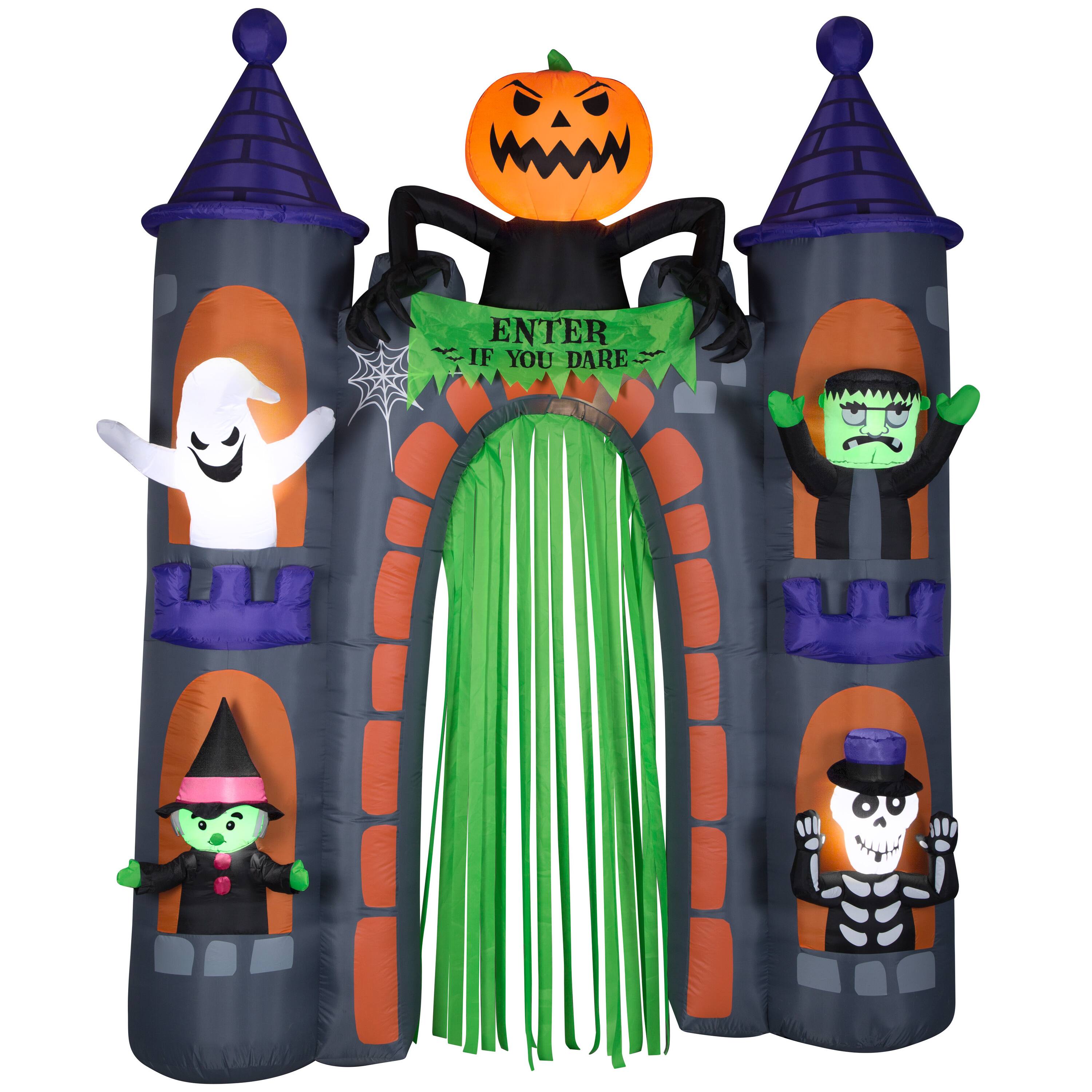 9ft. Airblown® Inflatable Archway Haunted Castle with Characters Scene ...