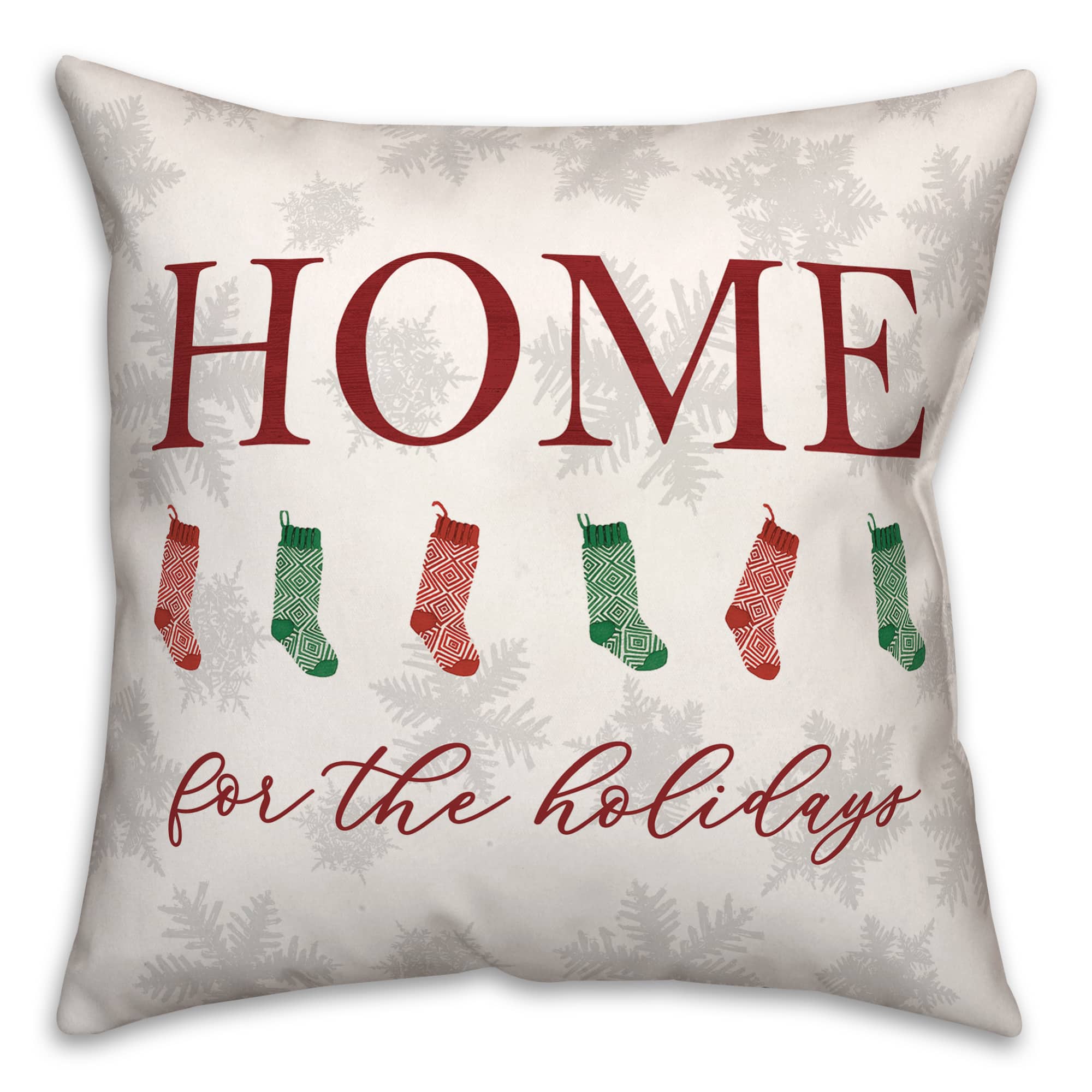 Home For Holidays Stockings Throw Pillow