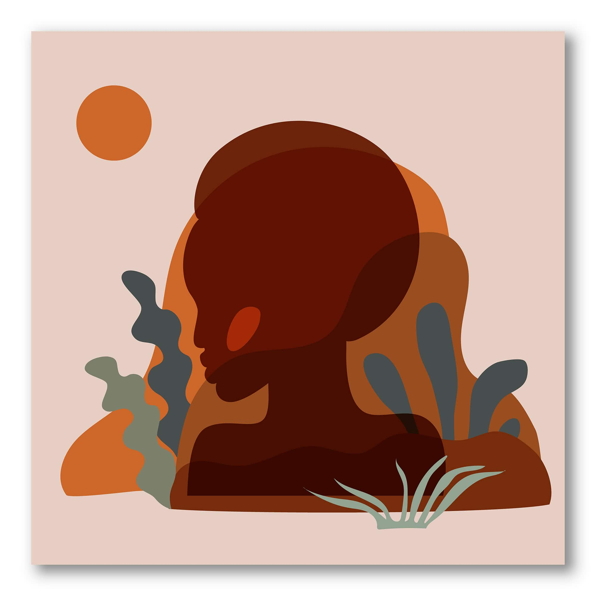 Designart - Minimal Silhouette Of African American Woman - Modern Canvas Wall Art Print