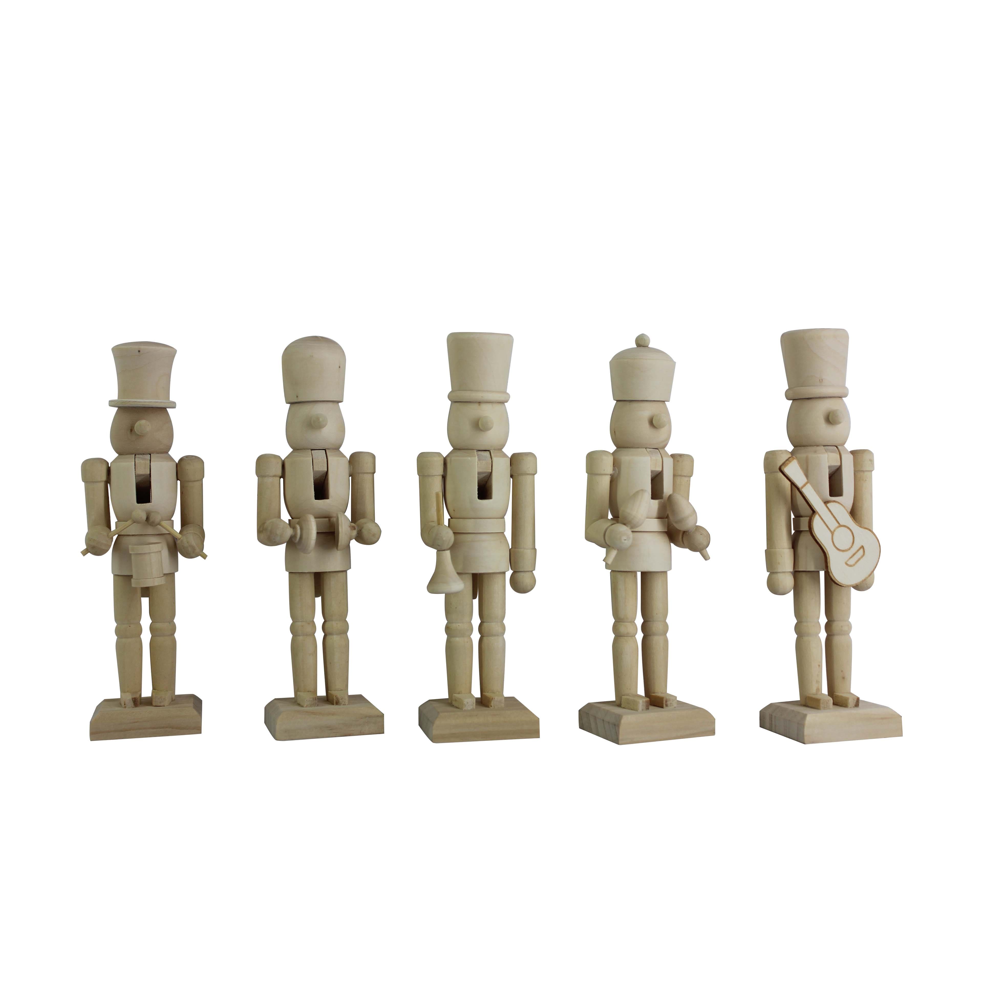 6&#x22; Musical 5 Piece DIY Pinewood Nutcracker Set by Make Market&#xAE;