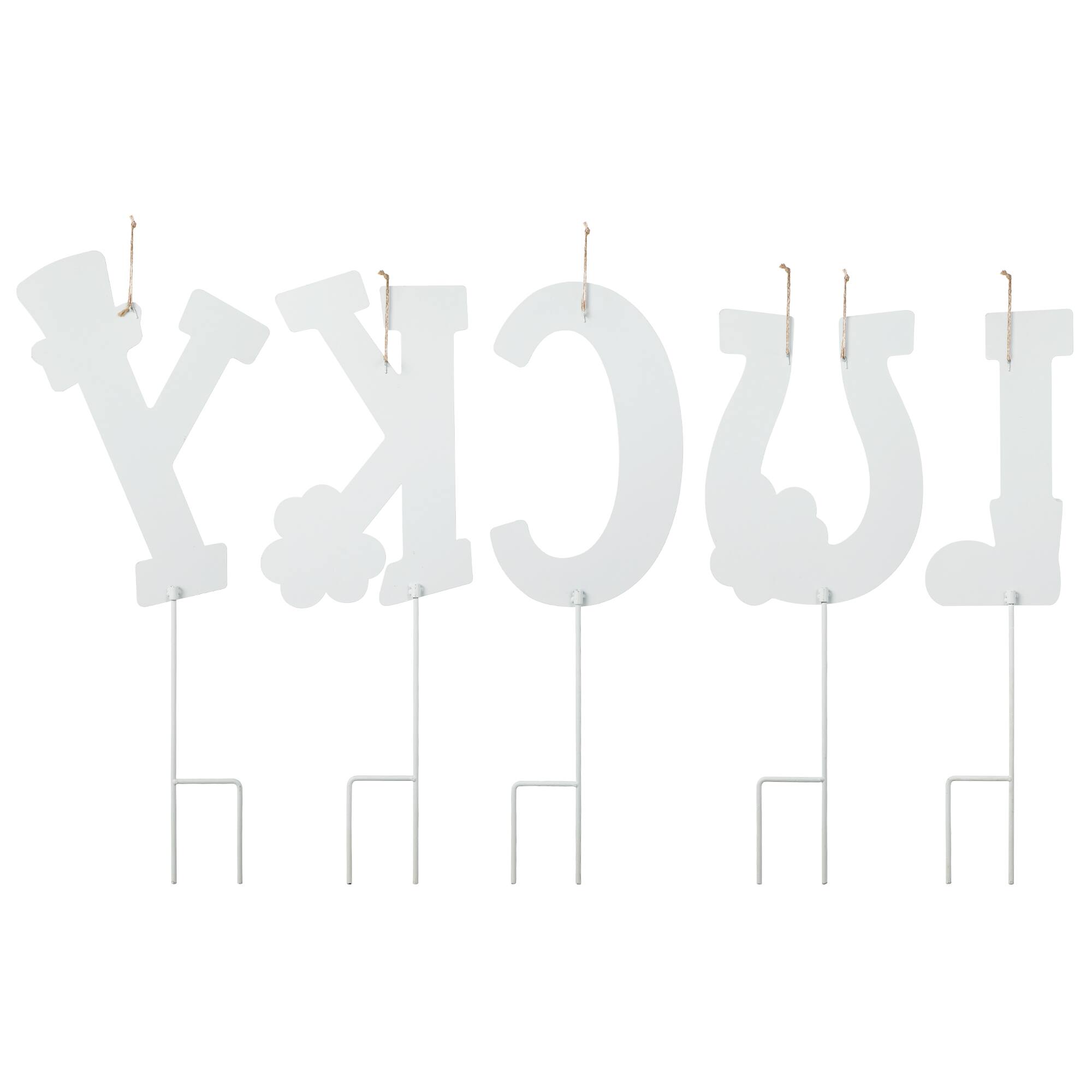 Glitzhome® Set of 5 St. Patrick's Metal "Lucky" Yard Stake