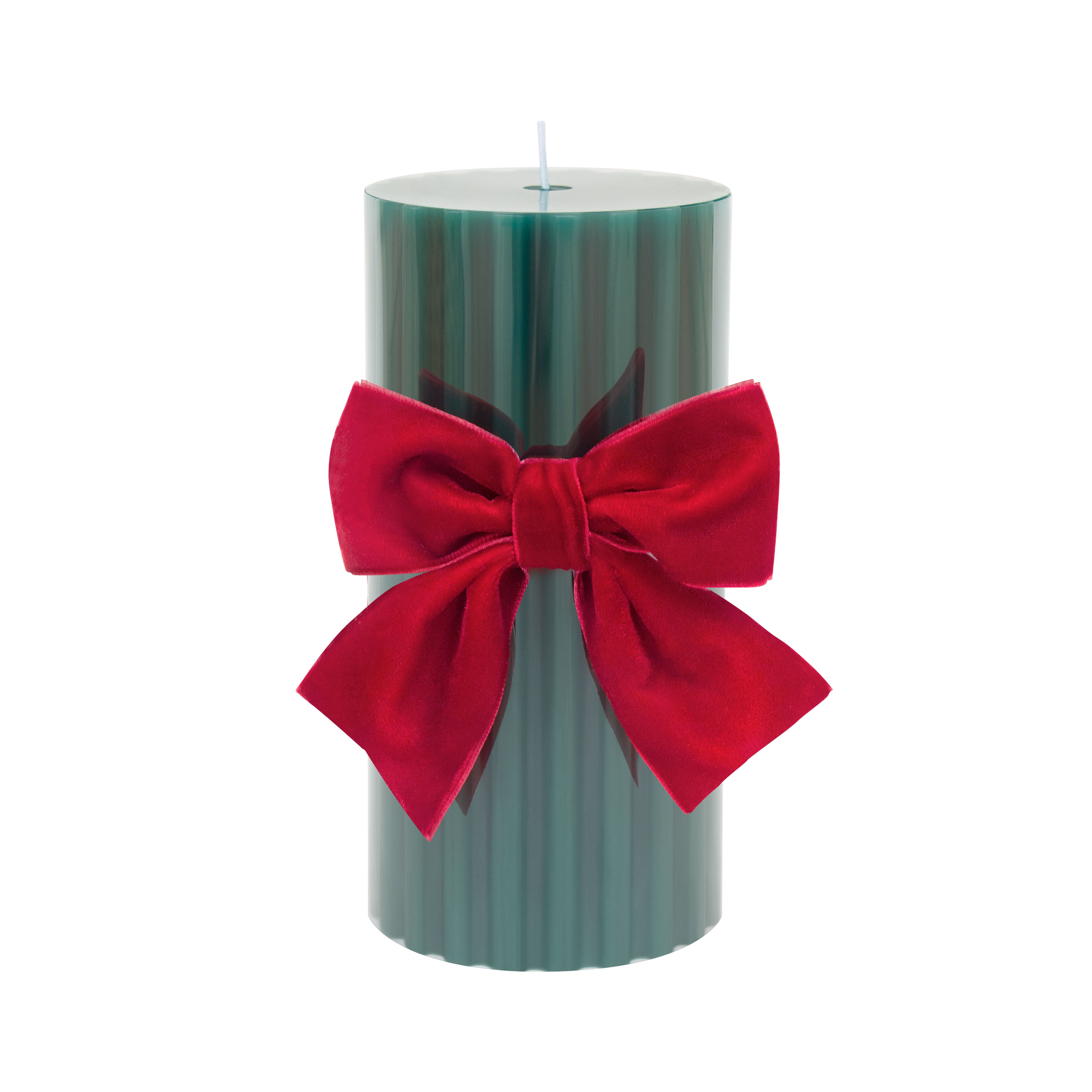 Green with Red Bow Balsam Forest Scented Pillar Candle by Ashland&#xAE;