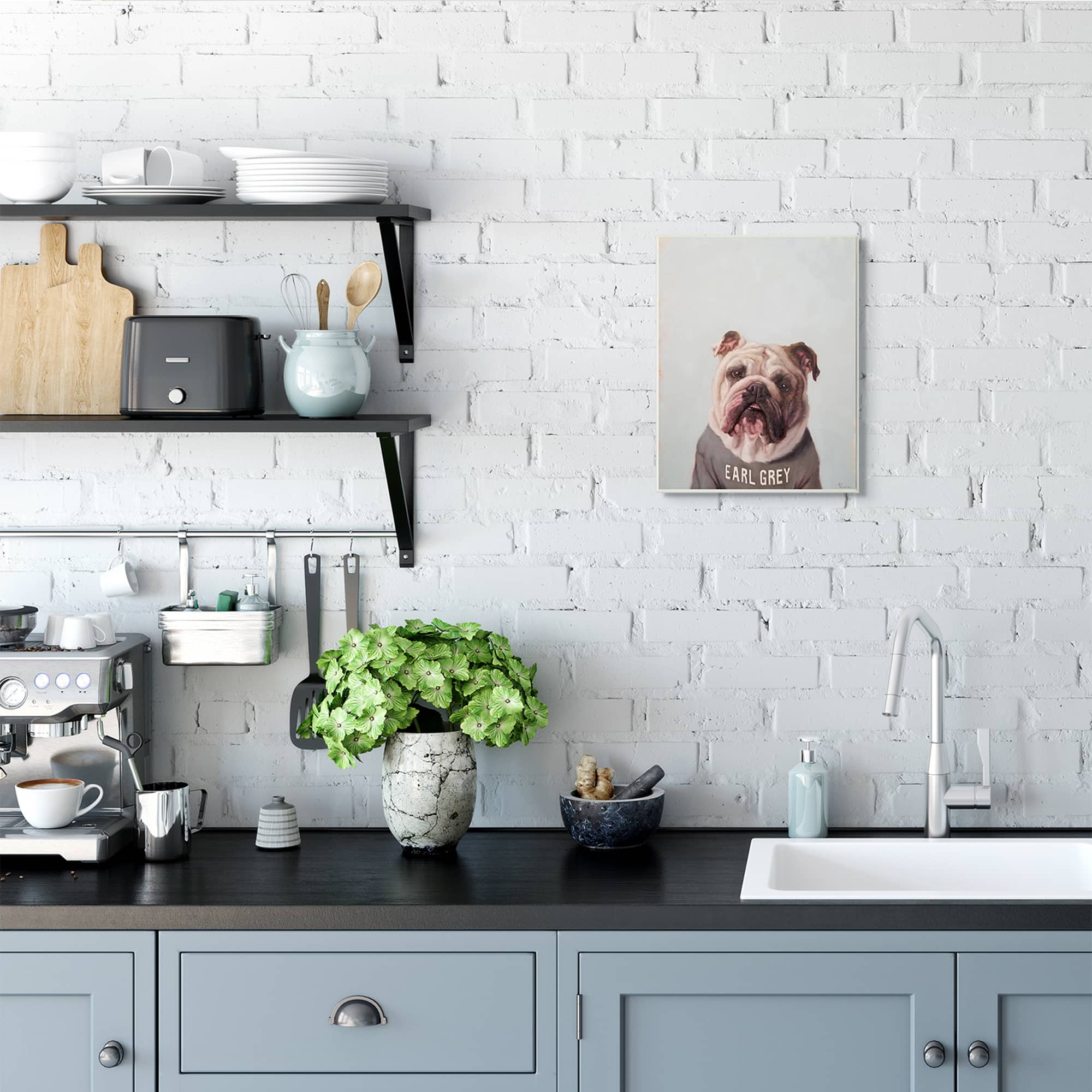 Stupell Industries English Bulldog in Earl Grey Tea Shirt Wall Plaque