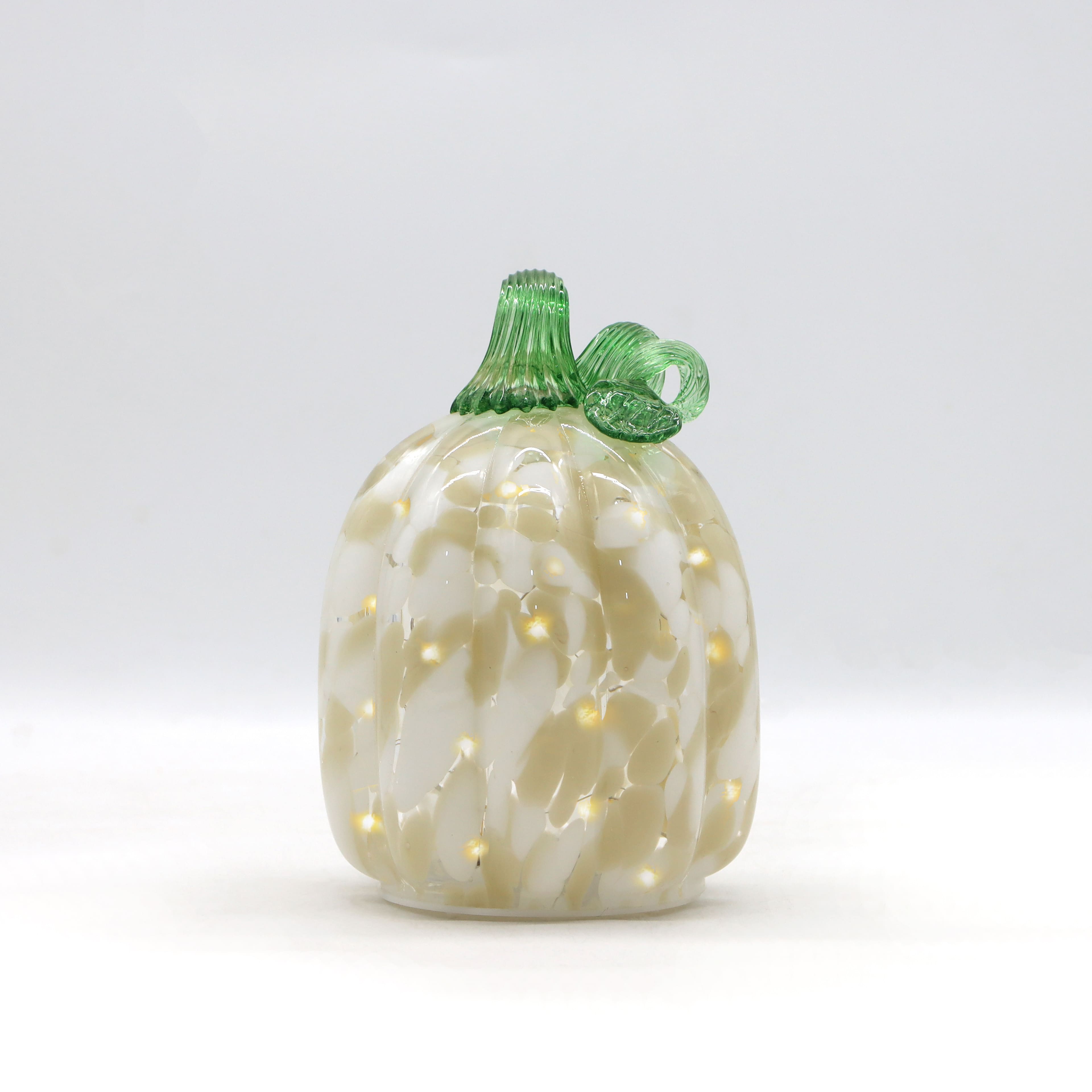 Small Warm White LED Cream Glass Pumpkin by Ashland&#xAE;