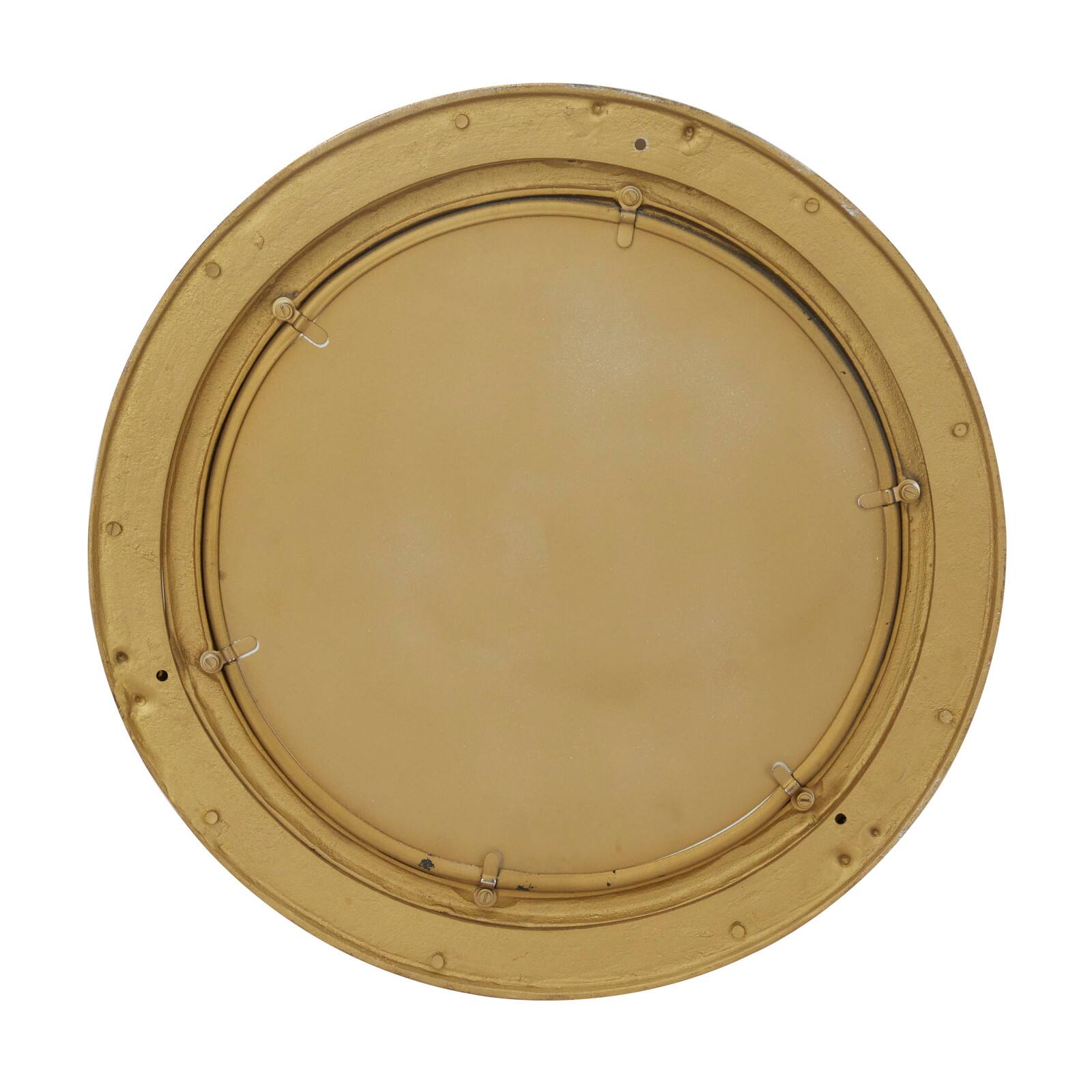 The Novogratz Gold Brass Sail Boat Wall Mirror with Port Hole Detailing 15&#x22; x 3&#x22; x 15&#x22;