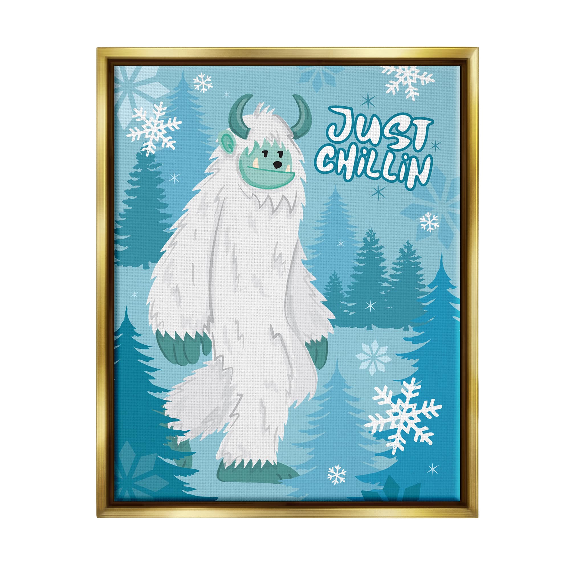 Stupell Industries Just Chillin Funny Winter Yeti Framed Floater Canvas Wall Art