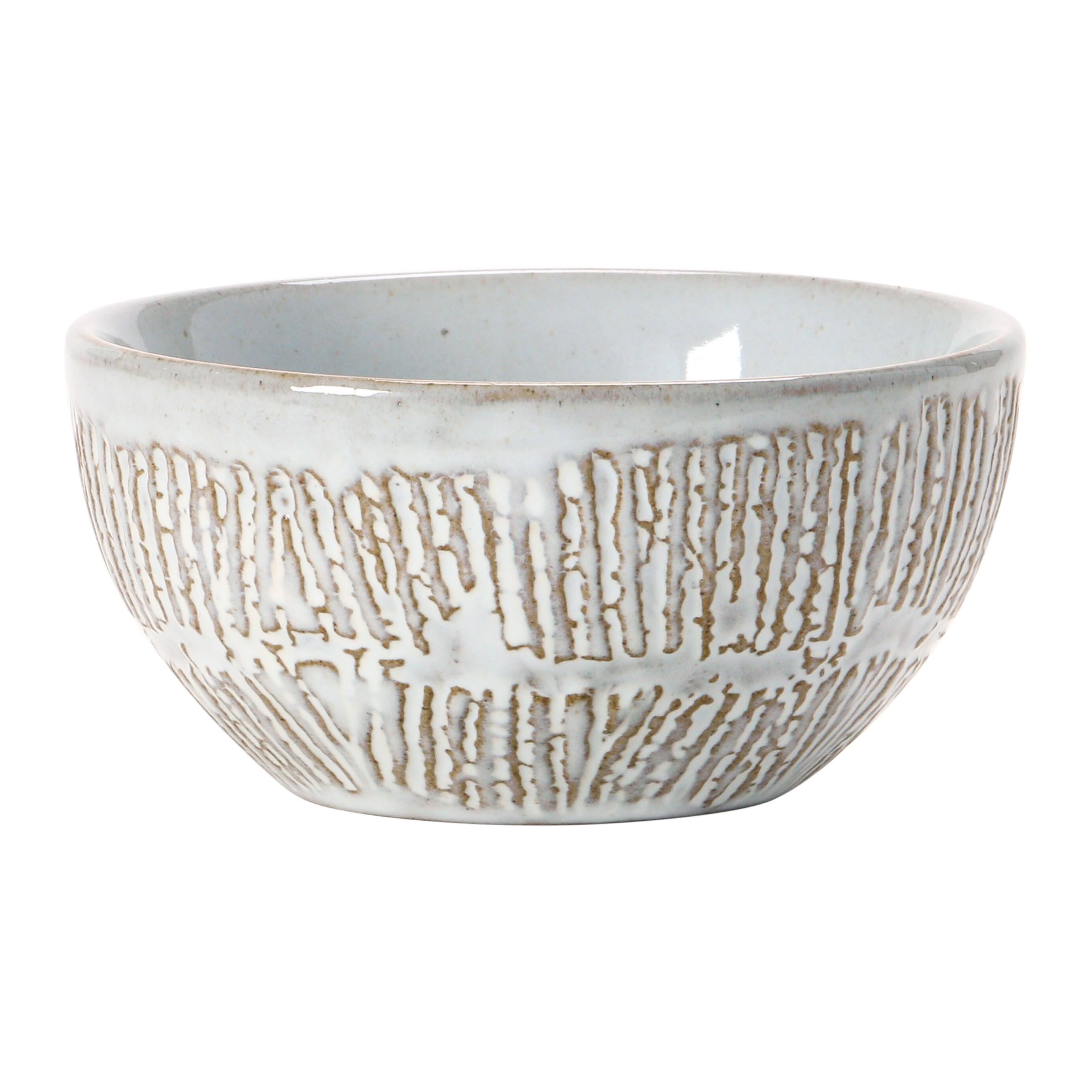 Hello Honey® 4" White Debossed Stoneware Bowl Set, 4ct.