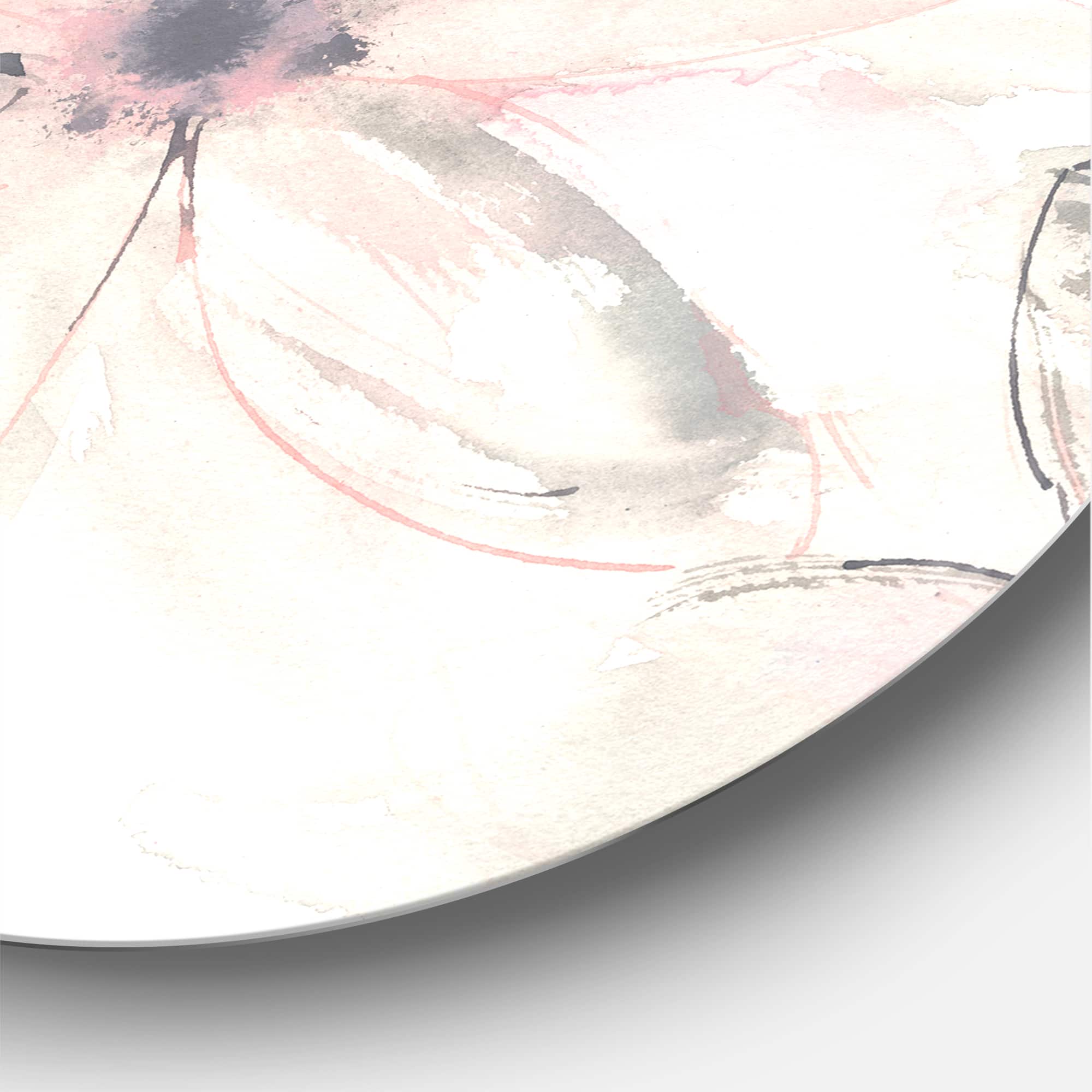 Designart - Pink Shabby Floral II - Shabby Chic Metal Circle Wall Art