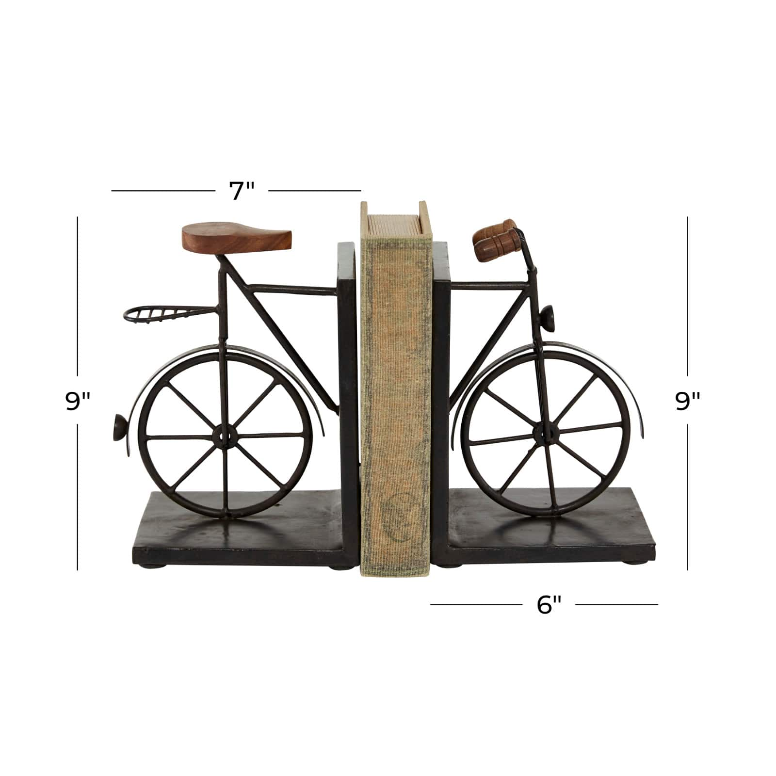 9&#x22; Contemporary Bicycle Iron Bookend Set