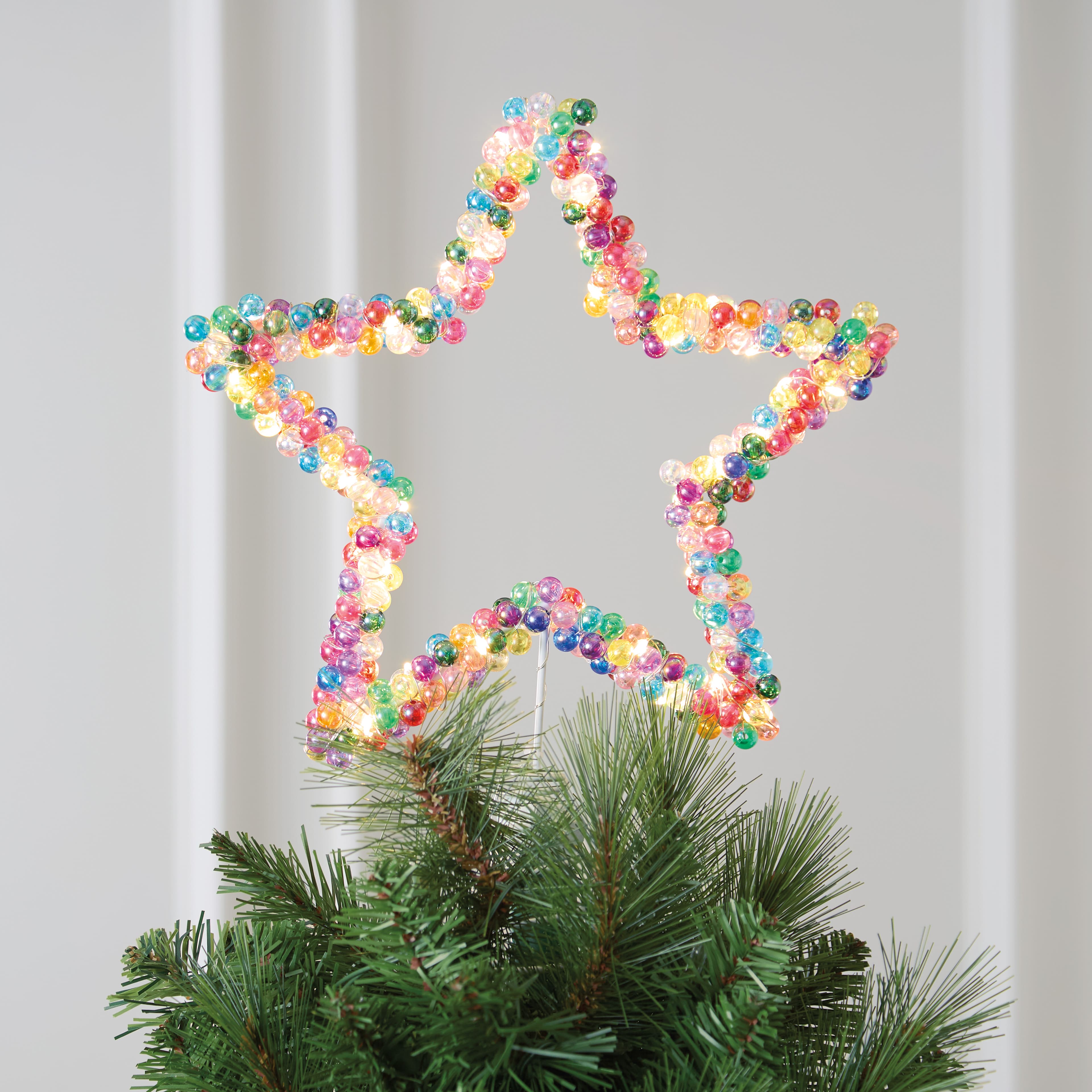 10&#x22; Multicolor Beaded Star Lighted Tree Topper by Ashland&#xAE;