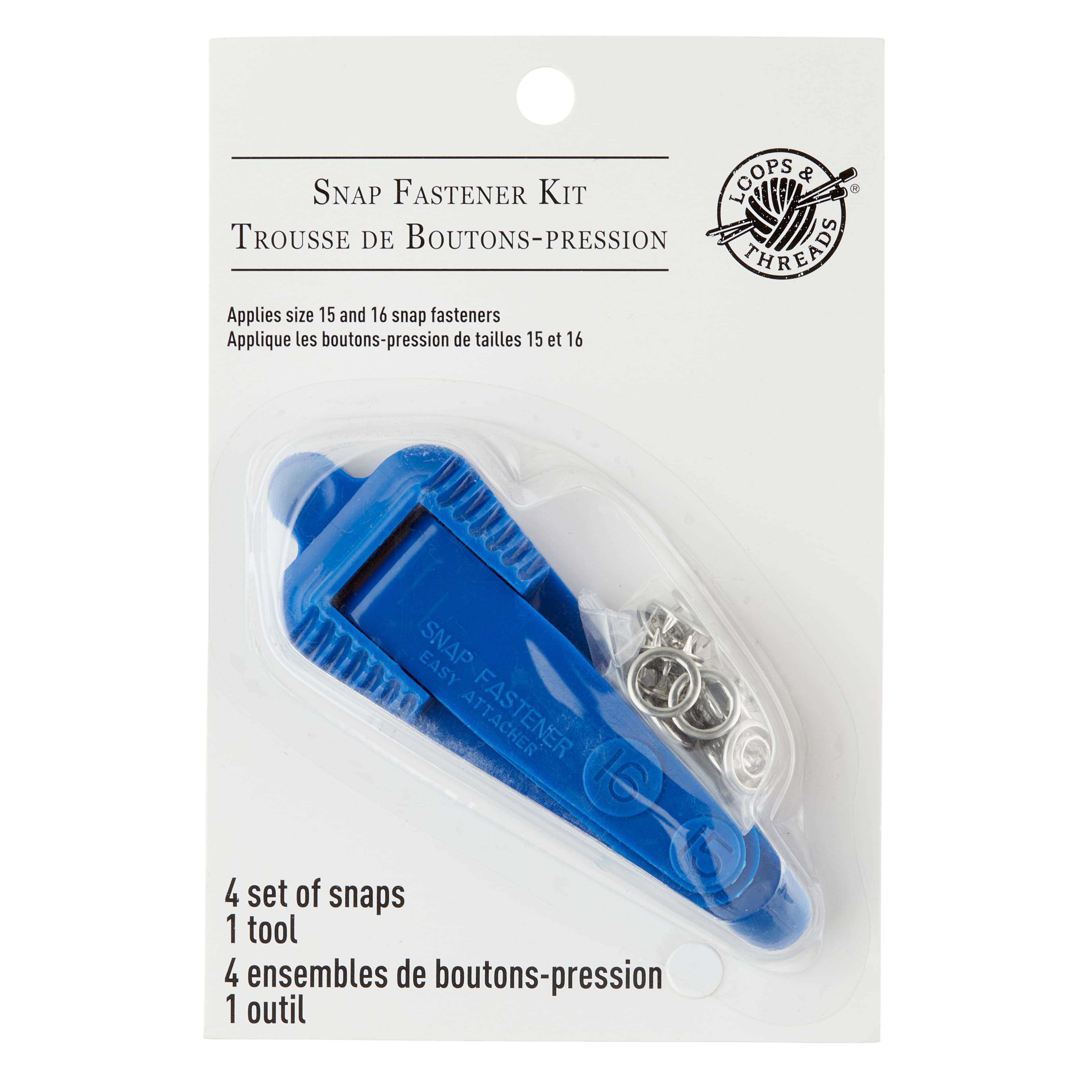 Loops & Threads Snap Fastener Kit, Size: 5.75 x 0.93 x 3.88, Blue