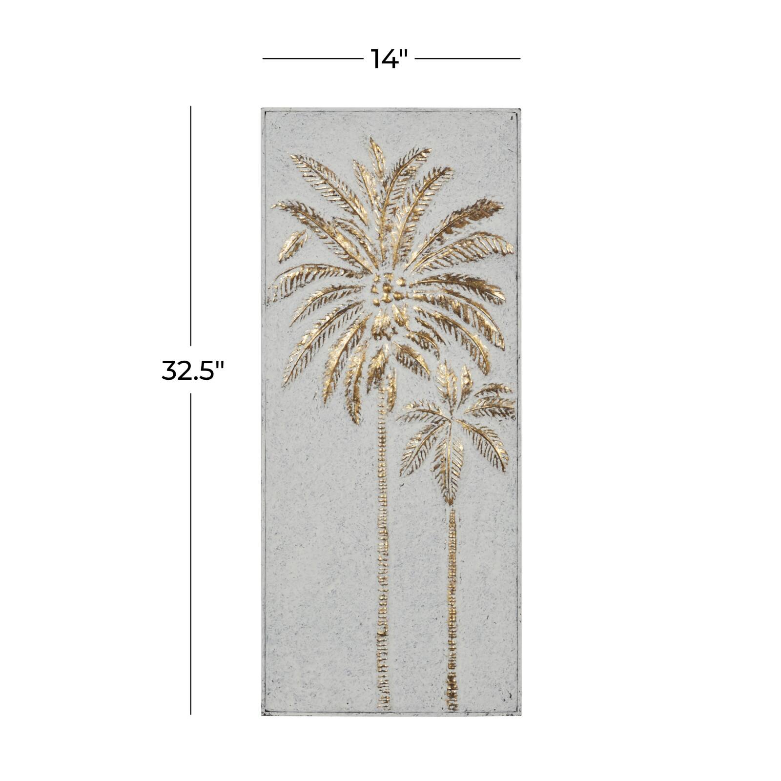 33&#x22; Gold Iron Coastal Palm Trees Wall D&#xE9;cor