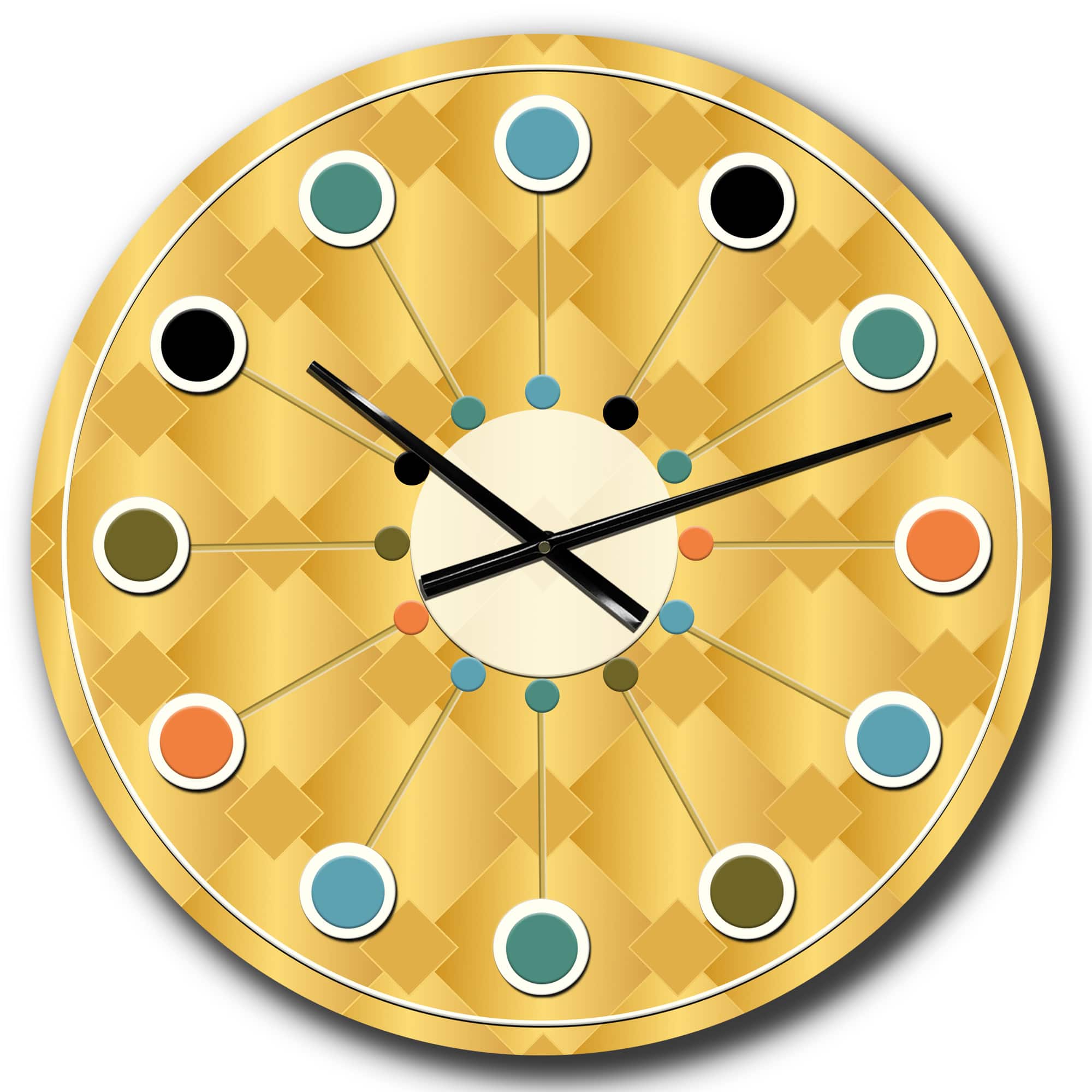 Designart 'Golden Geometric I Mid-Century Modern Wall Clock