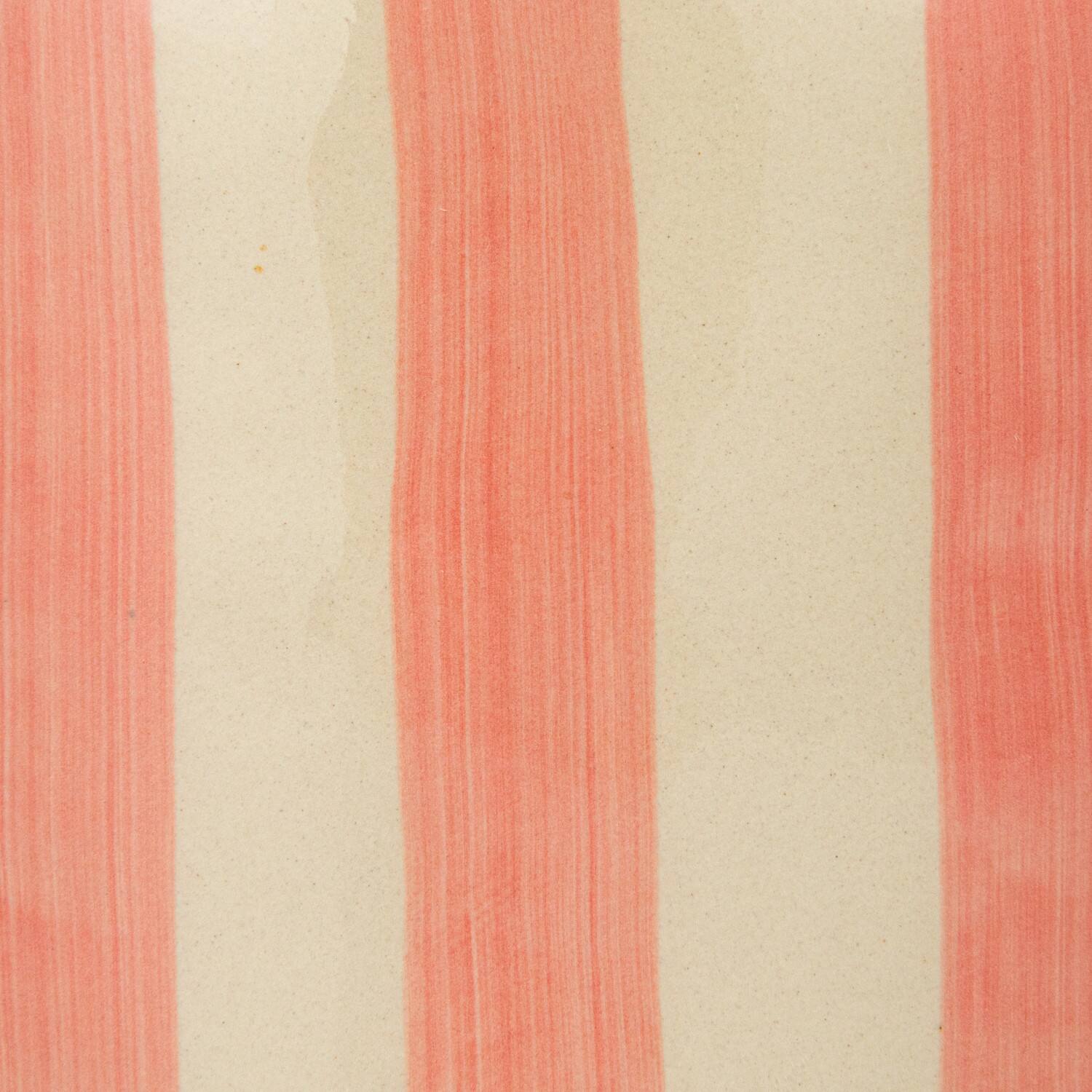 Hello Honey® 9" Hand-Painted Wax Relief Pink Sriped Stoneware Pitcher