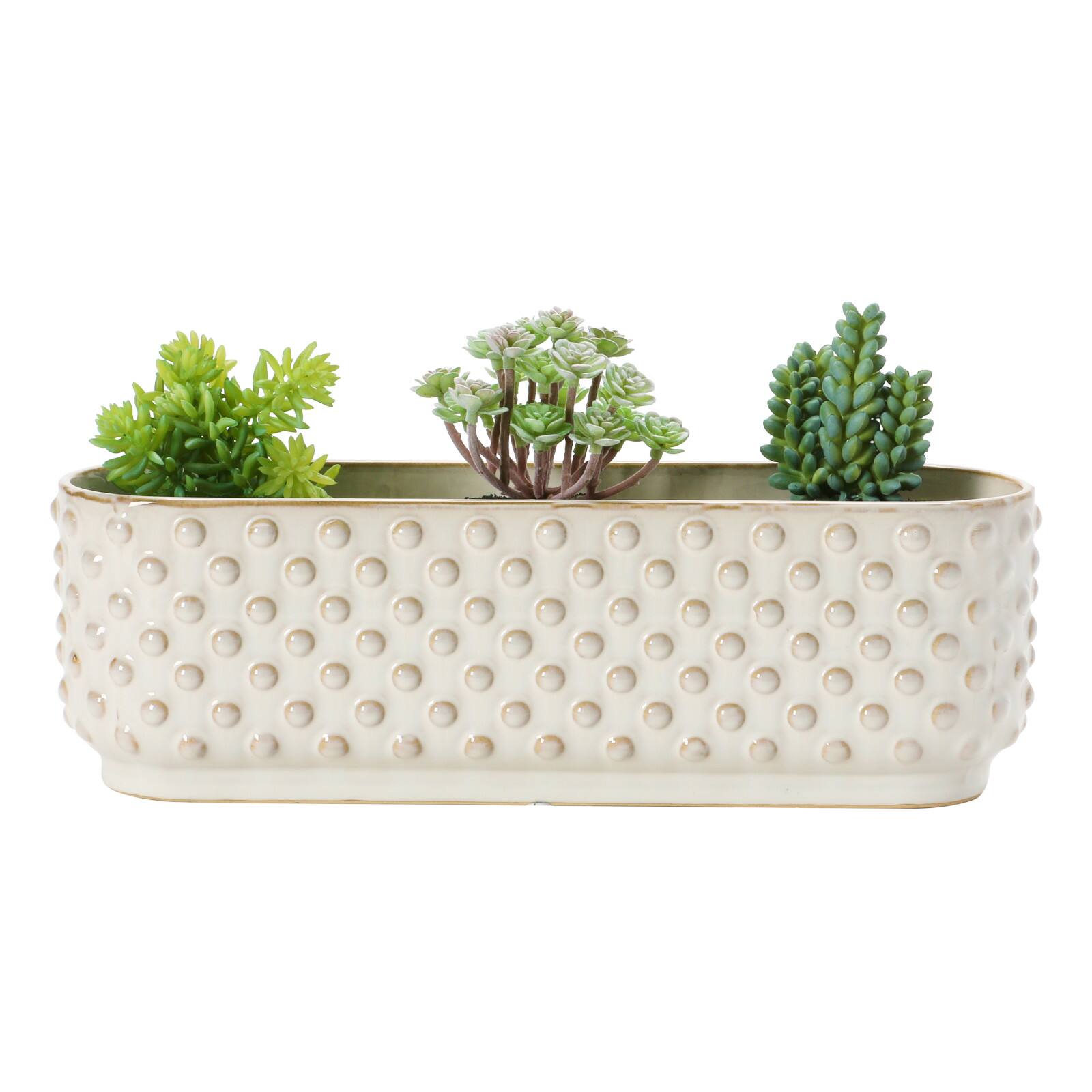 Hello Honey® 15" White Stoneware 3 Section Window Planter
