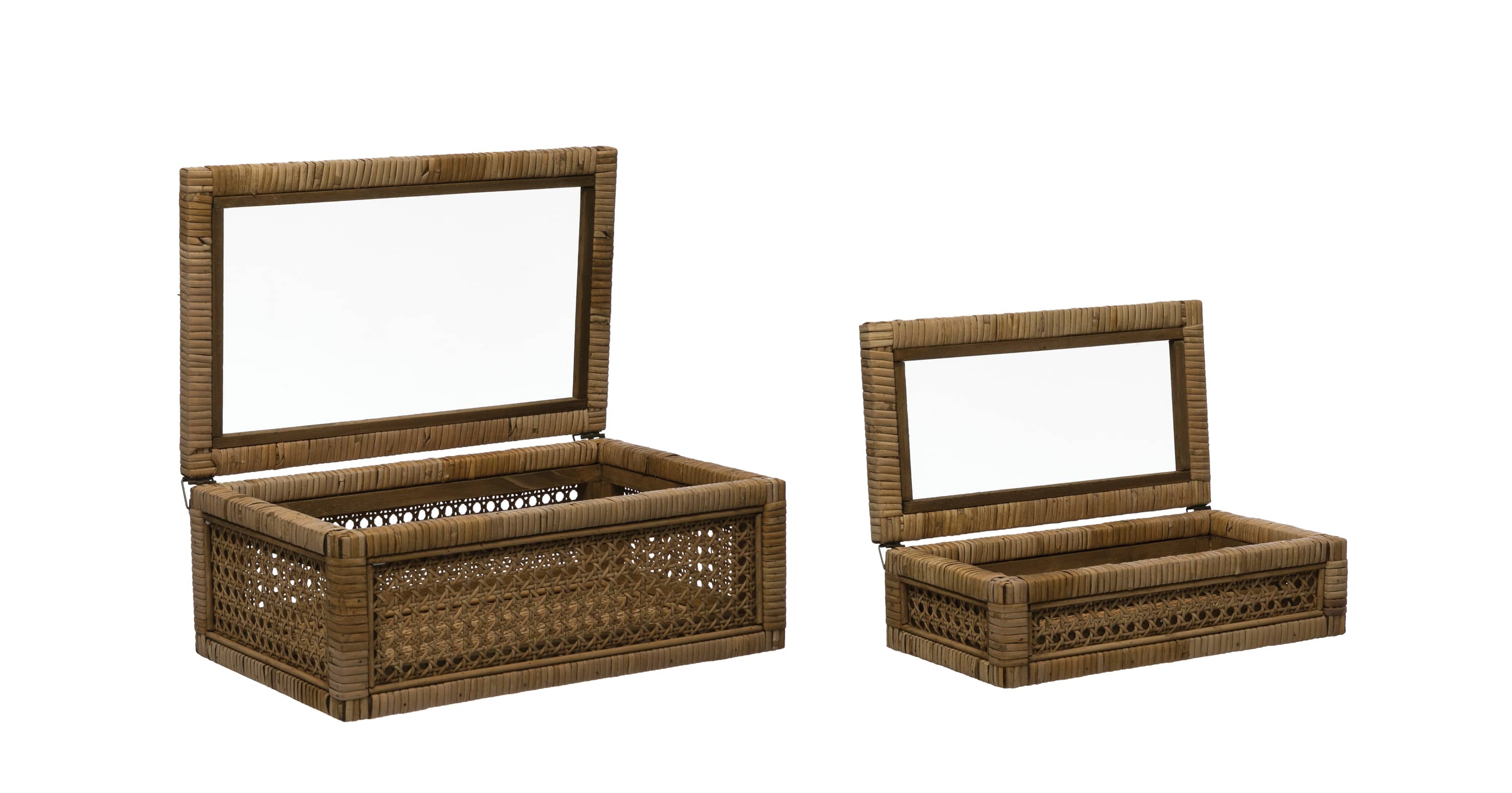 Hello Honey® Cane & Rattan Display Box with Glass Lid Set
