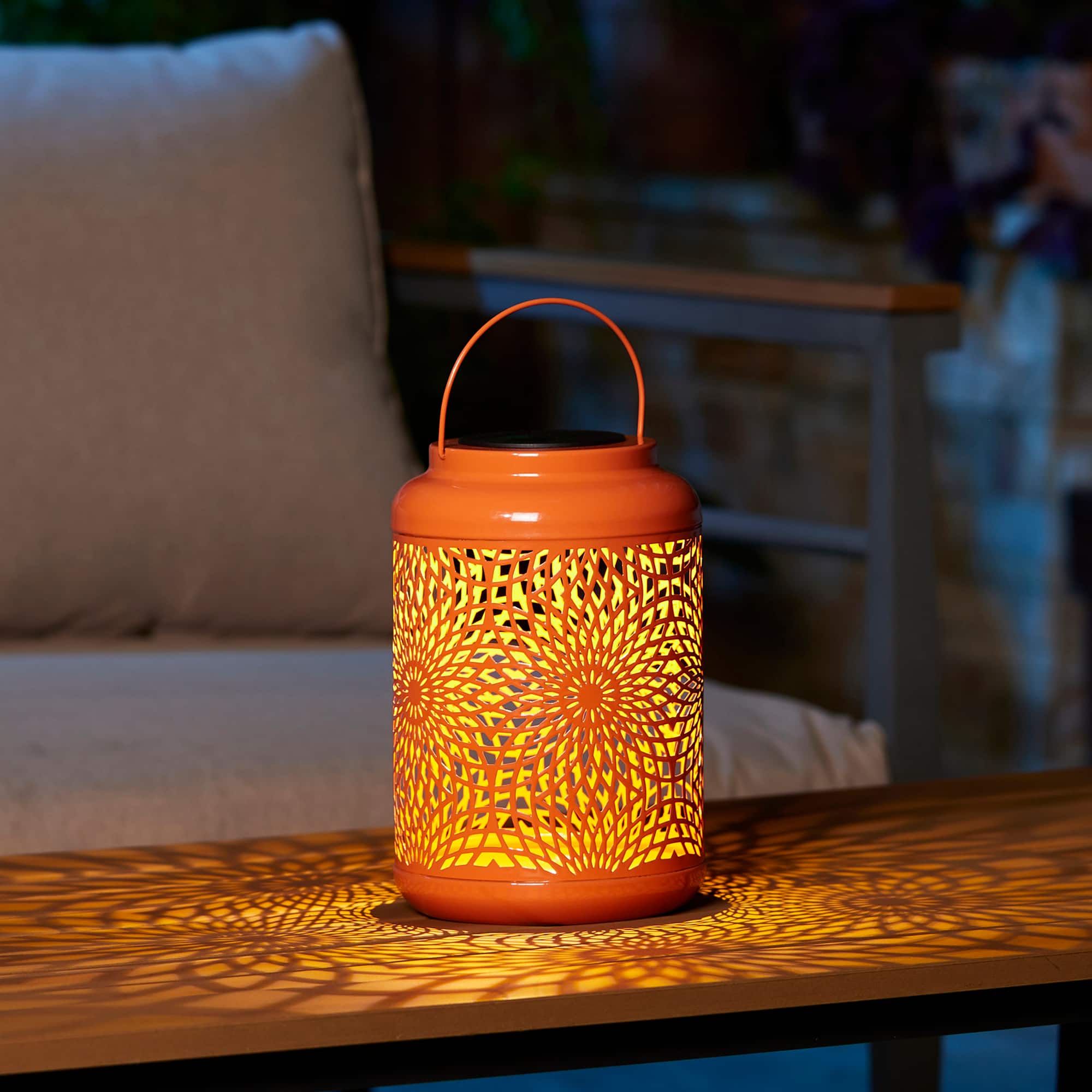 Glitzhome® 9" Cutout Metal Solar Powered Outdoor Hanging Lantern