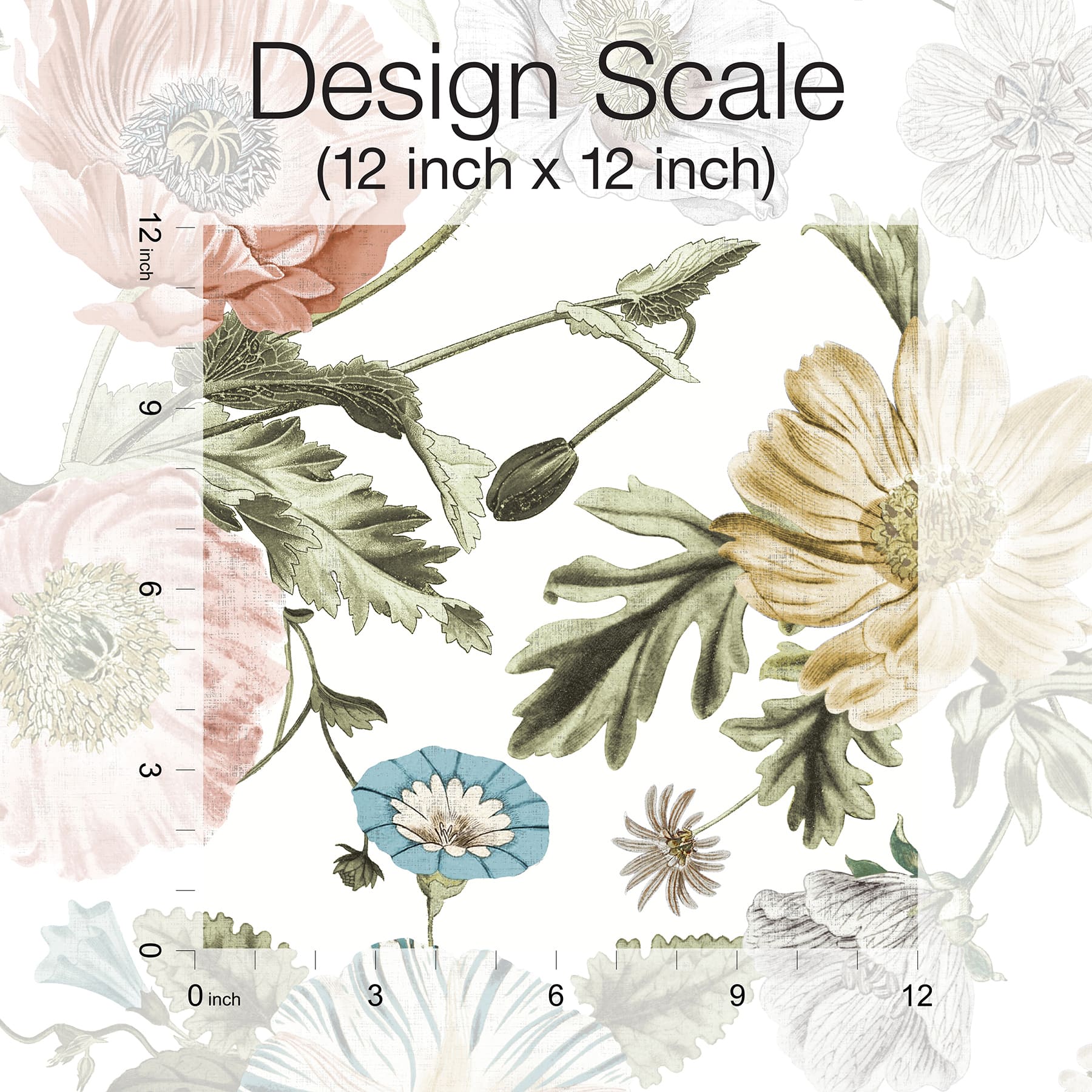 RoomMates Pink/Green Vintage Poppy Peel & Stick Wallpaper