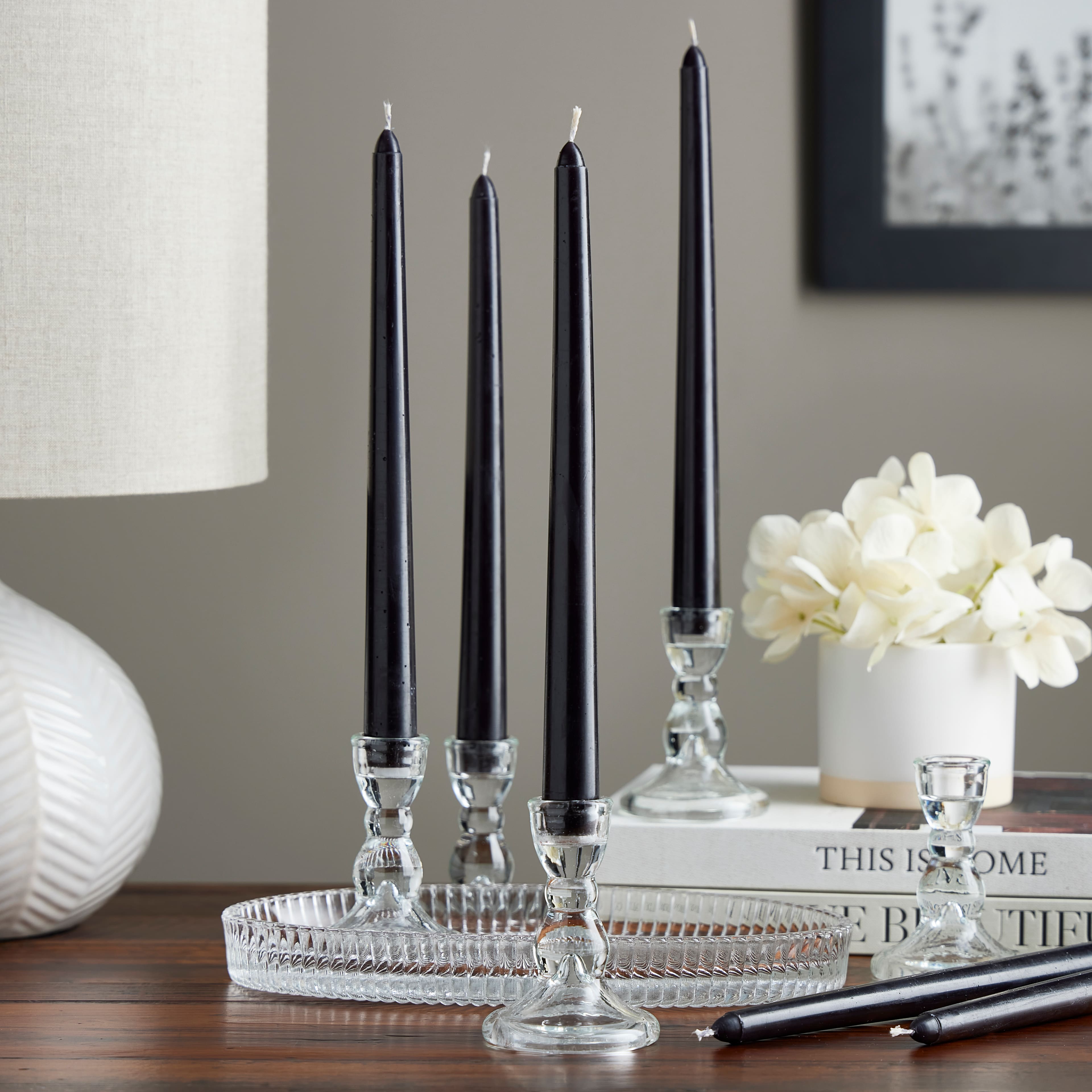 12 Packs: 15 ct. (180 total) Basic Elements&#x2122; 10&#x22; Black Taper Candles by Ashland&#xAE;