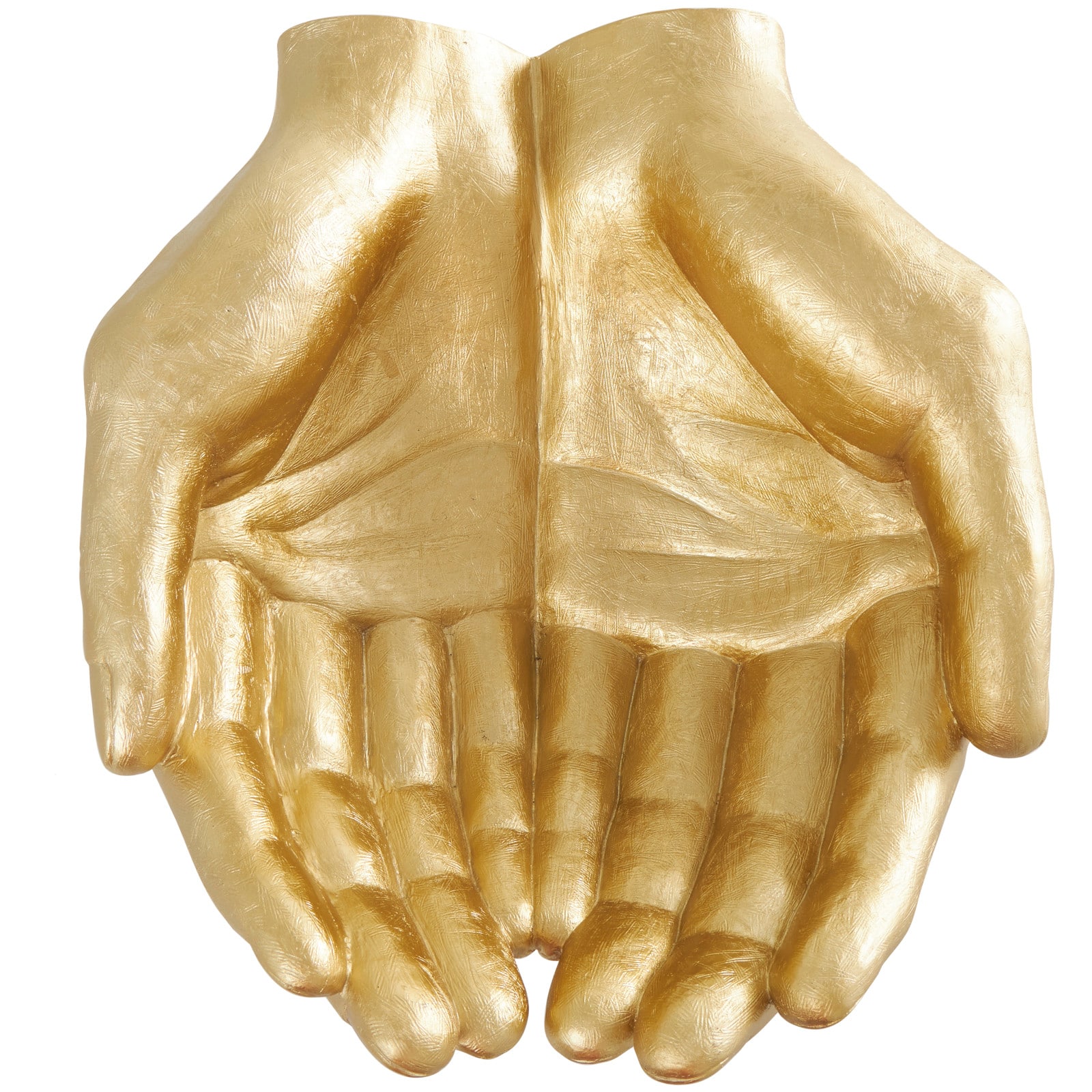 16.5" Gold Polystone Open Hands Sculpture Décor