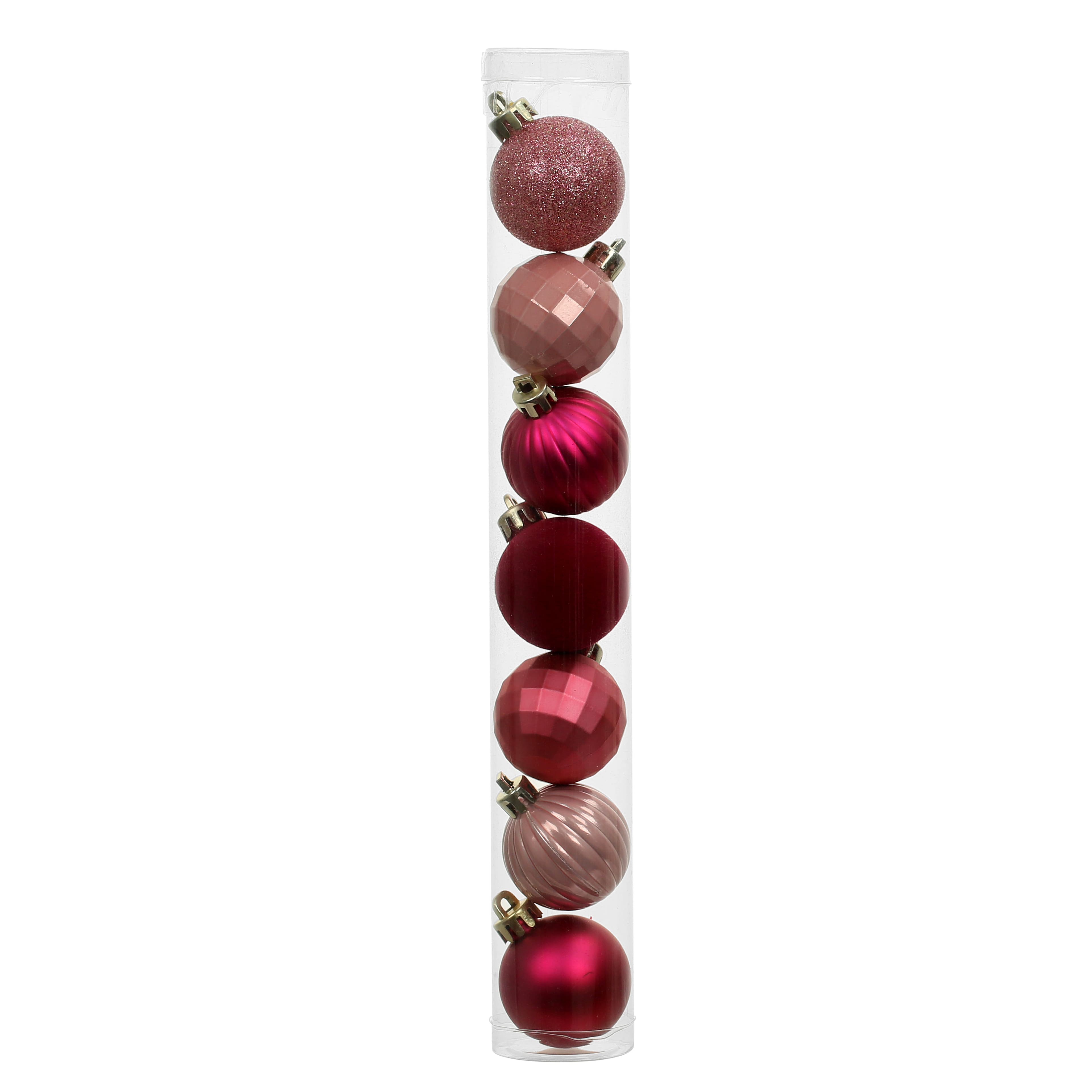 7 Pack 1.5&#x22; Holly Jolly Pink Shatterproof Ornaments by Ashland&#xAE;
