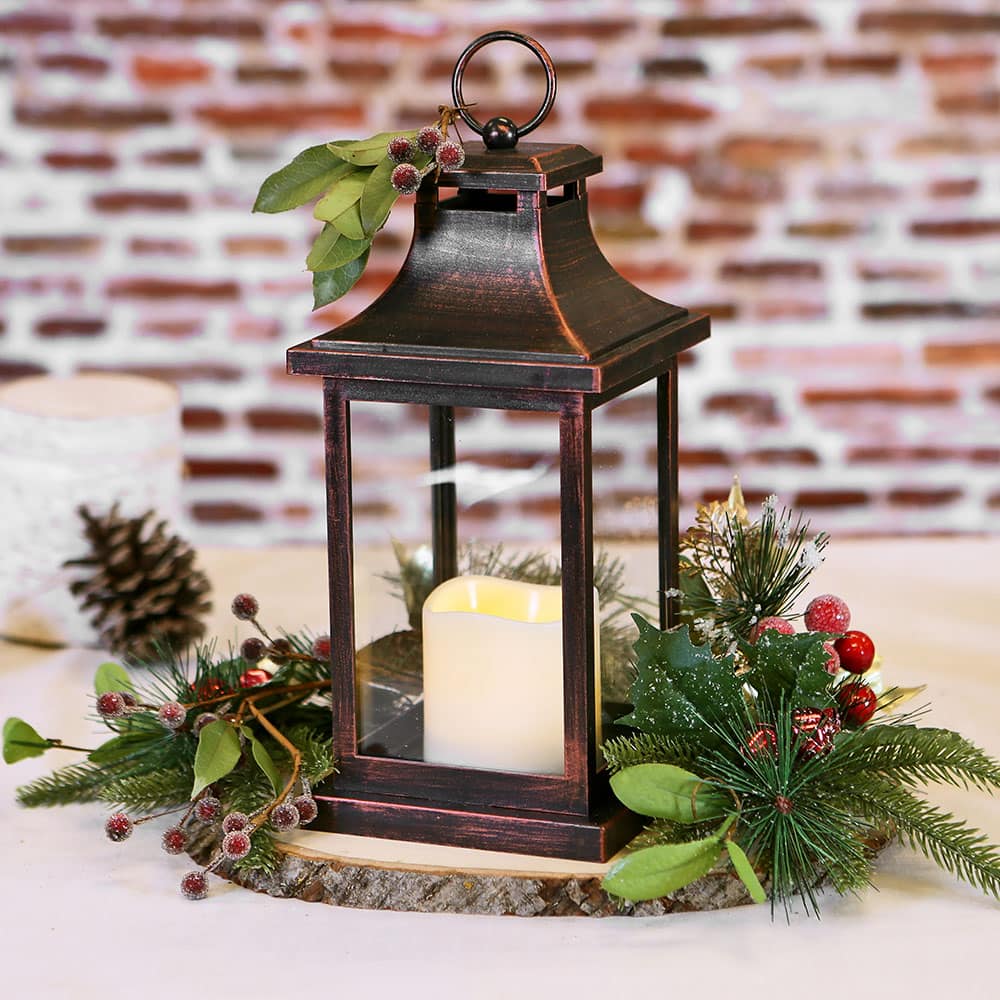 Kate Aspen® Copper Hampton LED Vintage Decorative Lantern