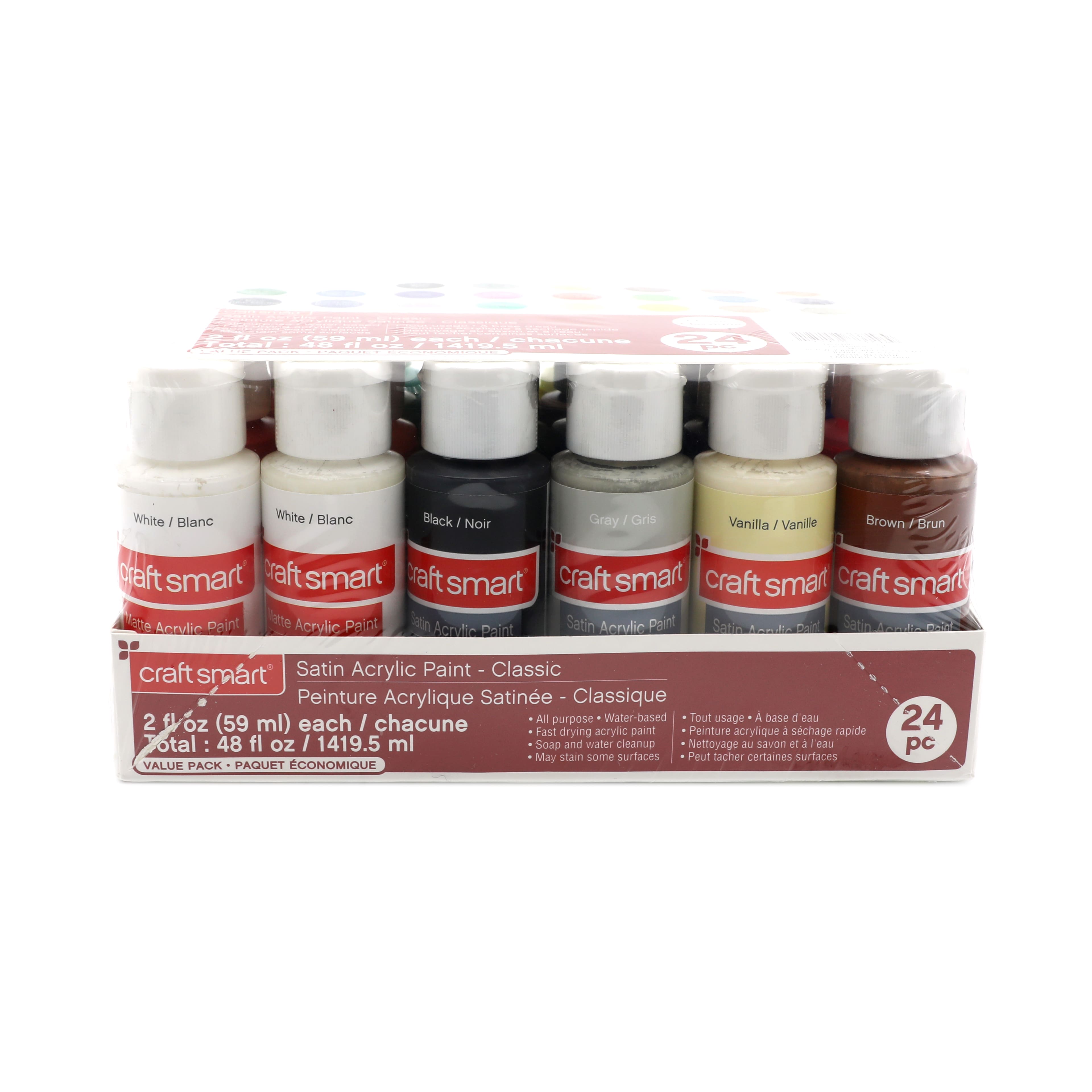 12 Pack: Black Satin Acrylic Paint by Craft Smart, 2oz.
