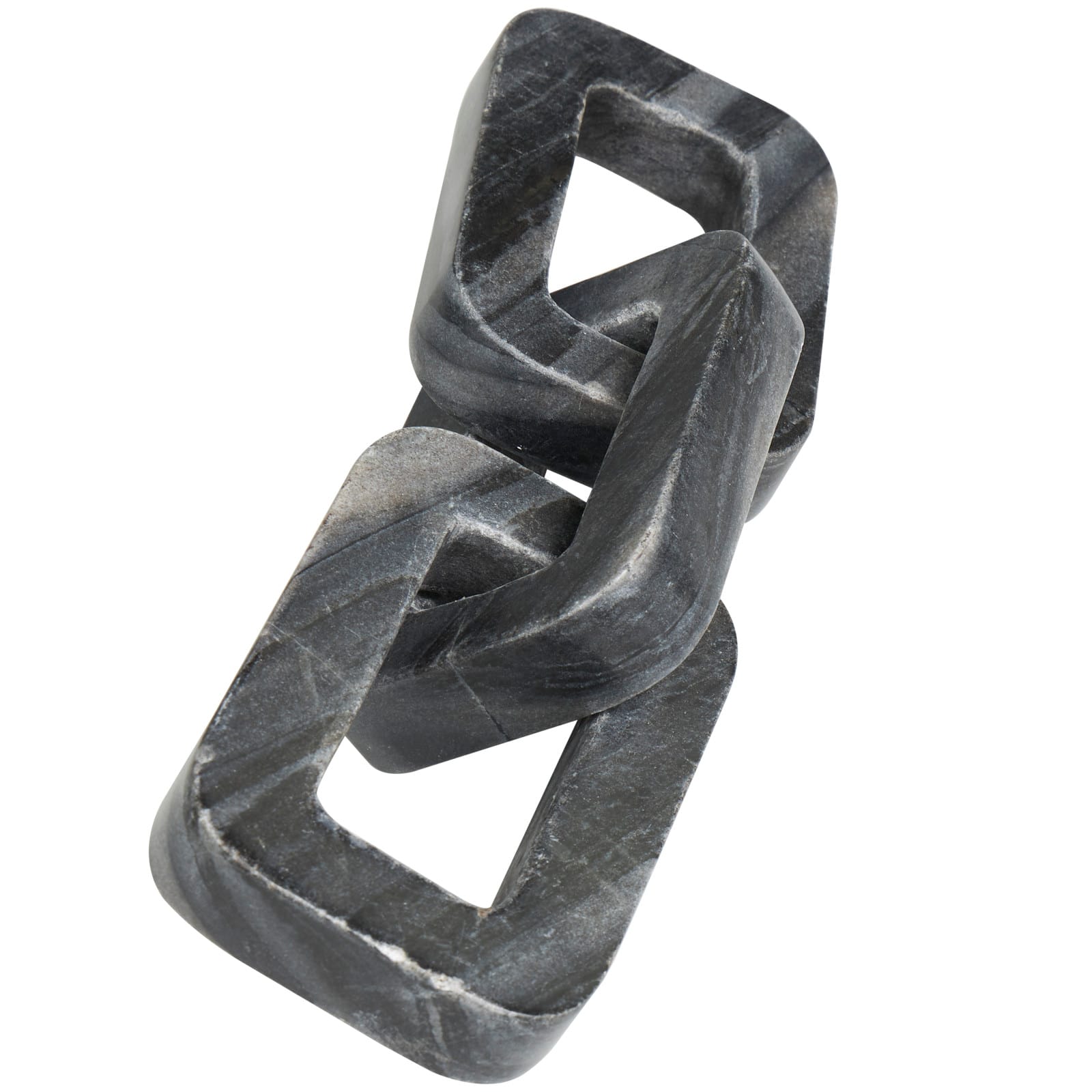14&#x22; Gray Marble Chain Geometric 3-Link Sculpture