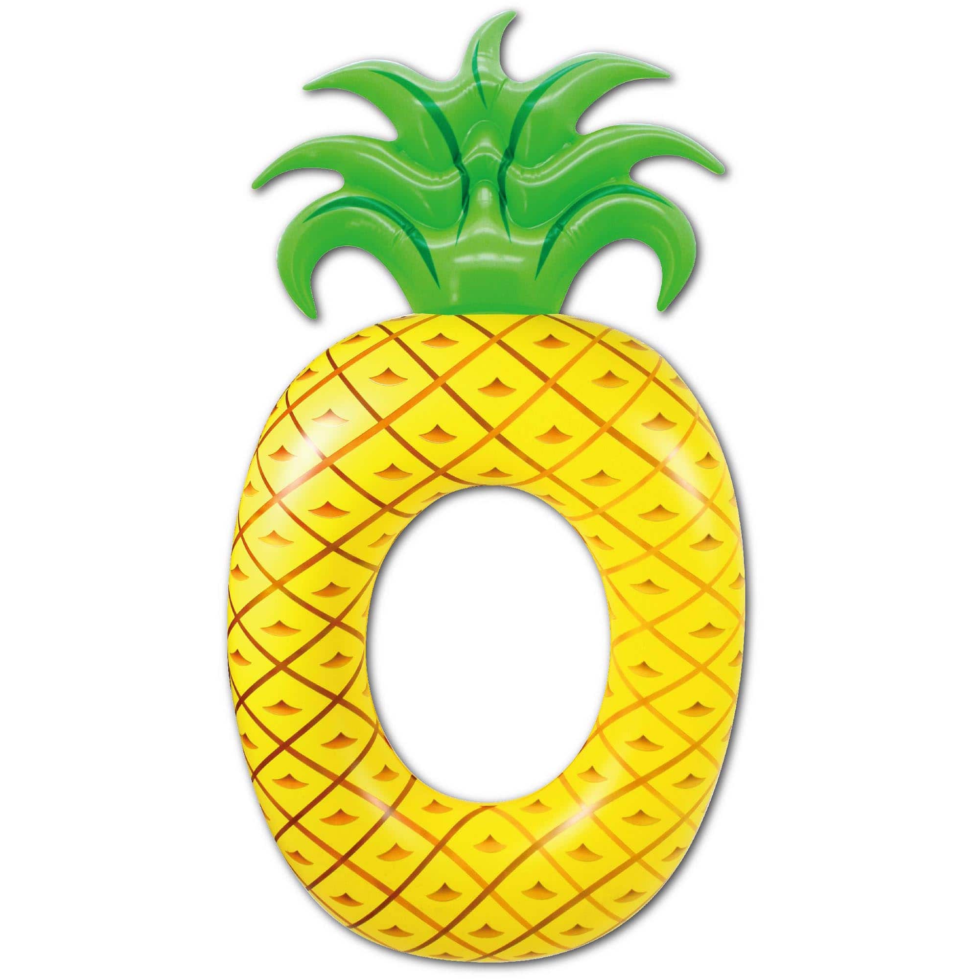 72&#x22; Yellow Pineapple Inflatable Tube Ring Swimming Pool Float