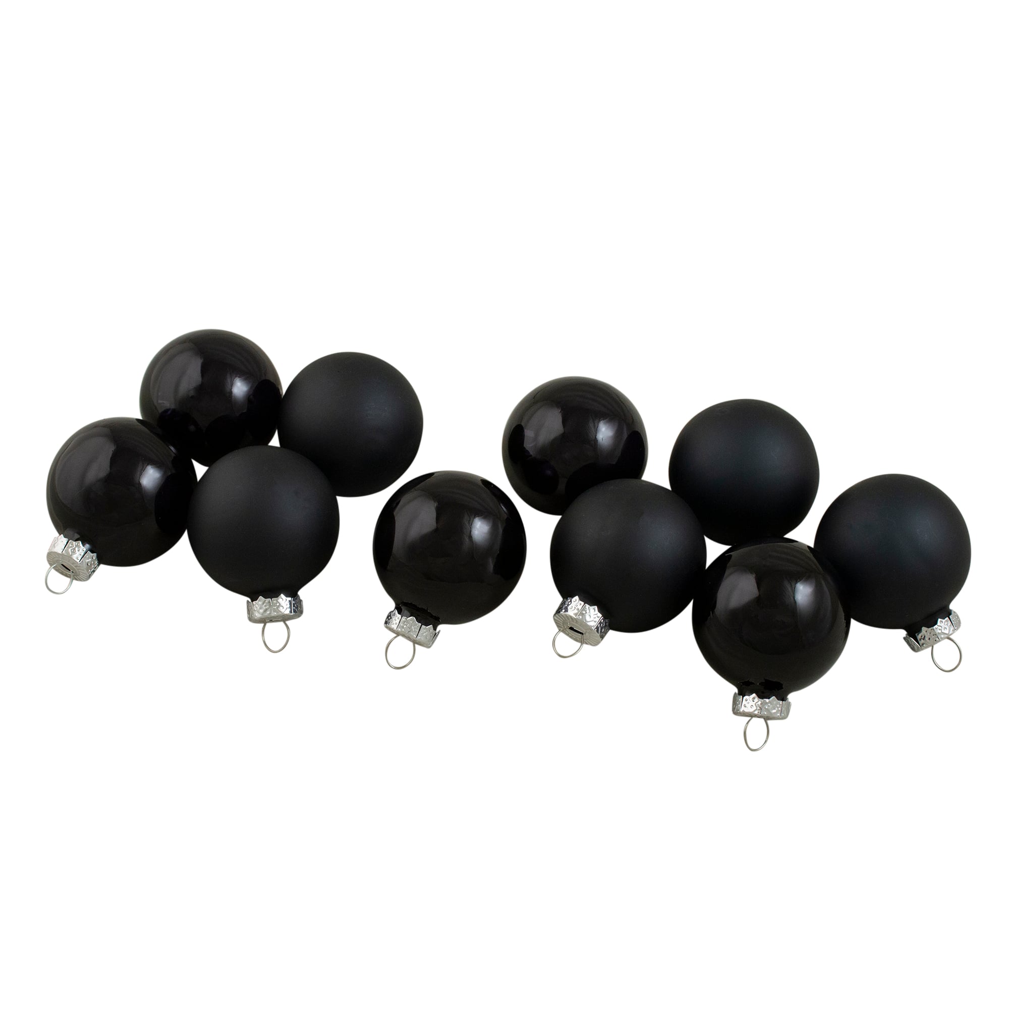 10ct. 1.75&#x22; Shiny &#x26; Matte Black Glass Ball Ornaments