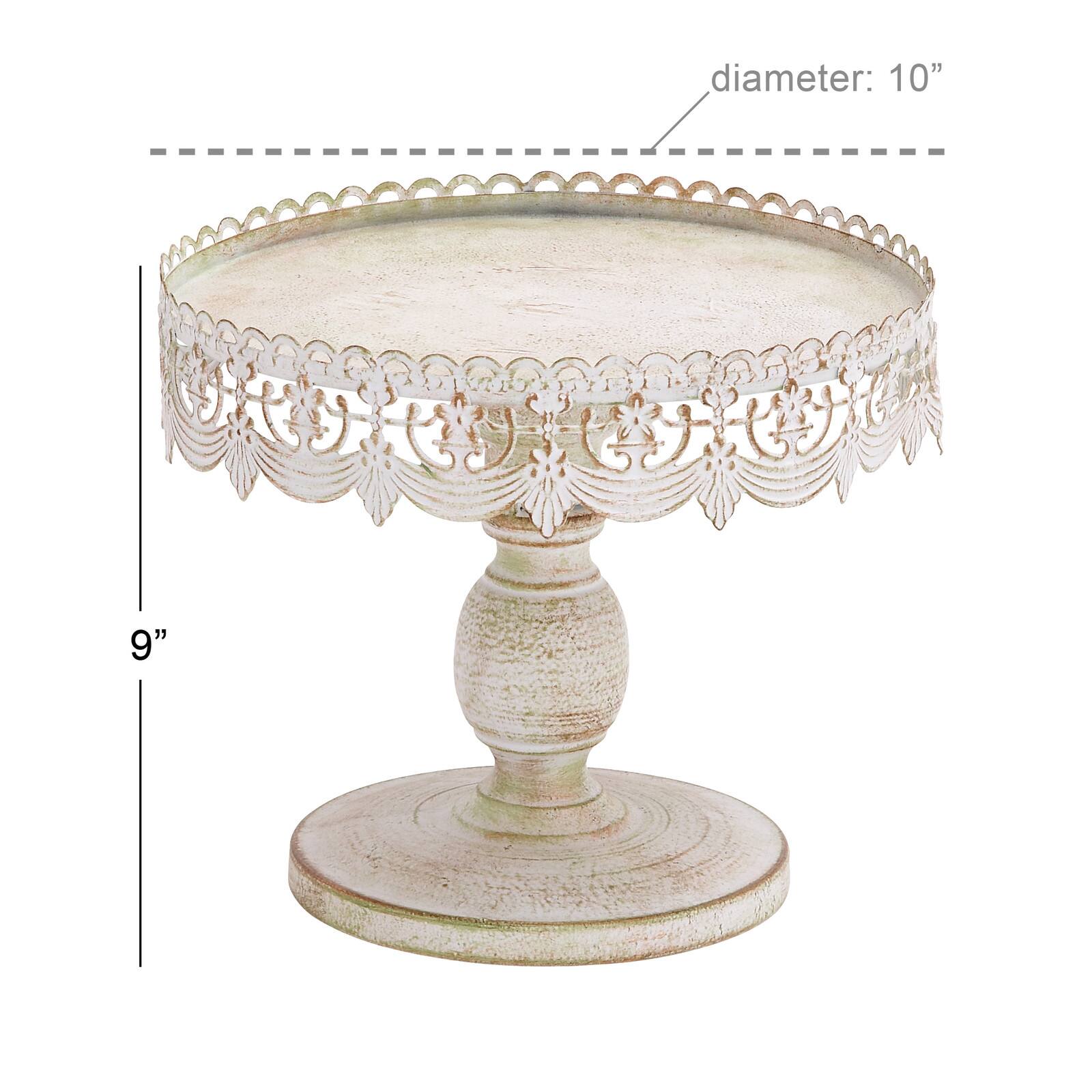 White Iron Farmhouse Cake Stand, 9&#x22; x 10&#x22; x 10&#x22;