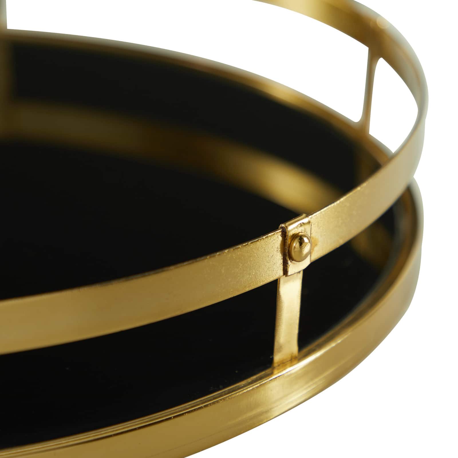 CosmoLiving by Cosmopolitan Set of 2" Gold Metal Glam Tray, 14", 16"