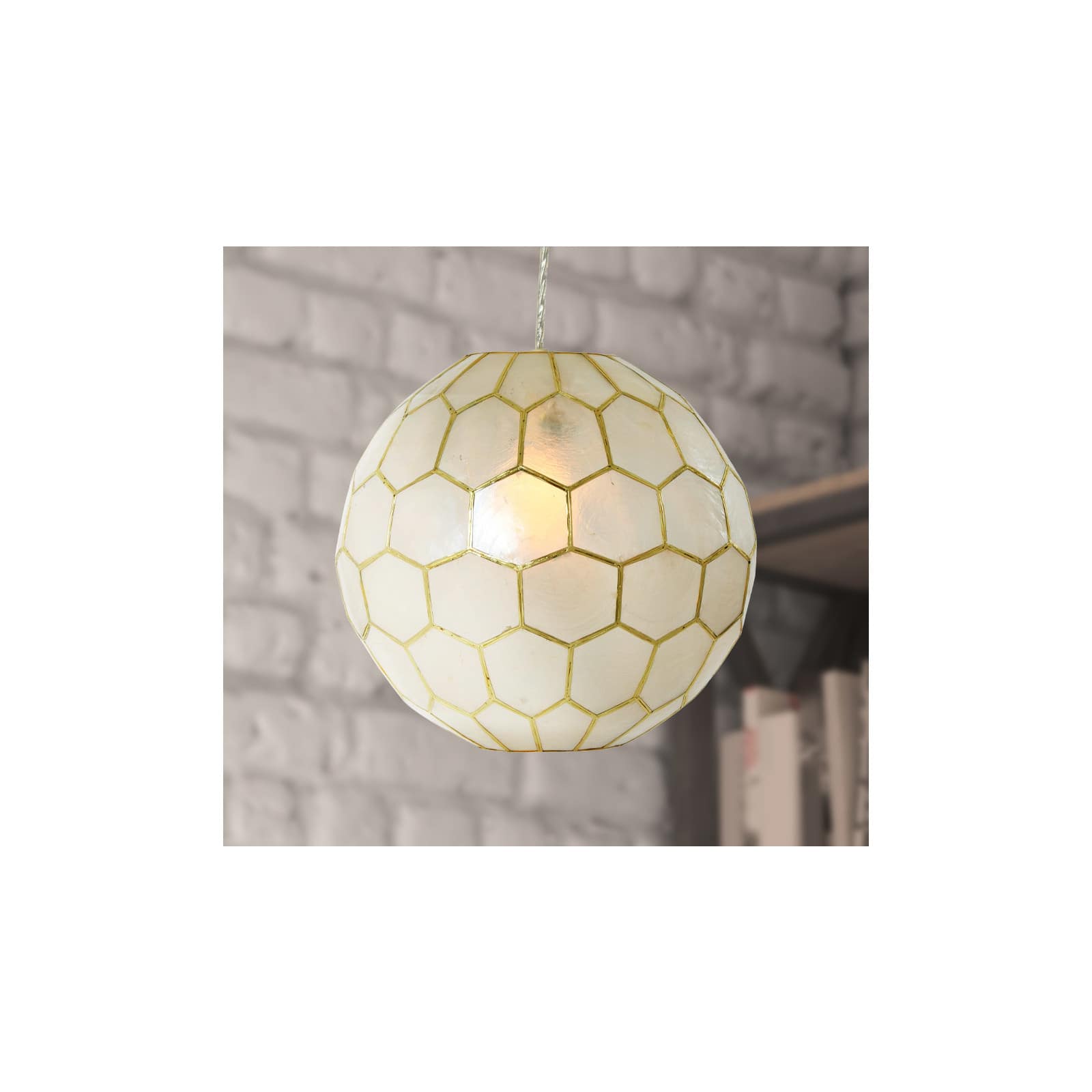 Hello Honey® Capiz Honeycomb Globe Pendant Light