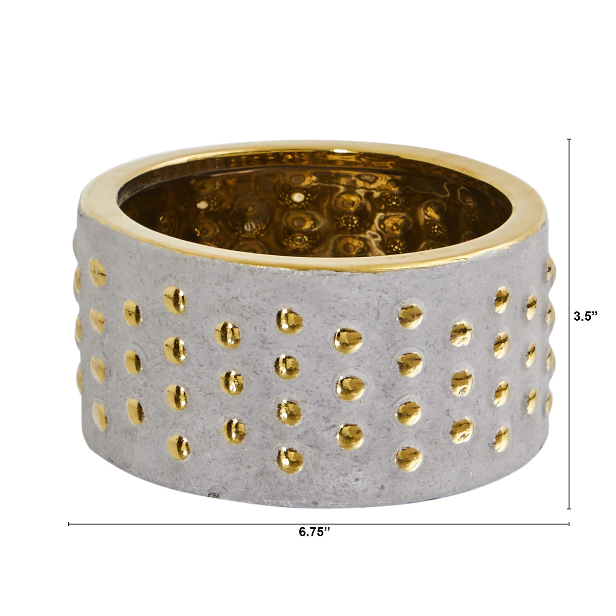 3.5" Regal Stone Hobnail Planter with Gold Accents