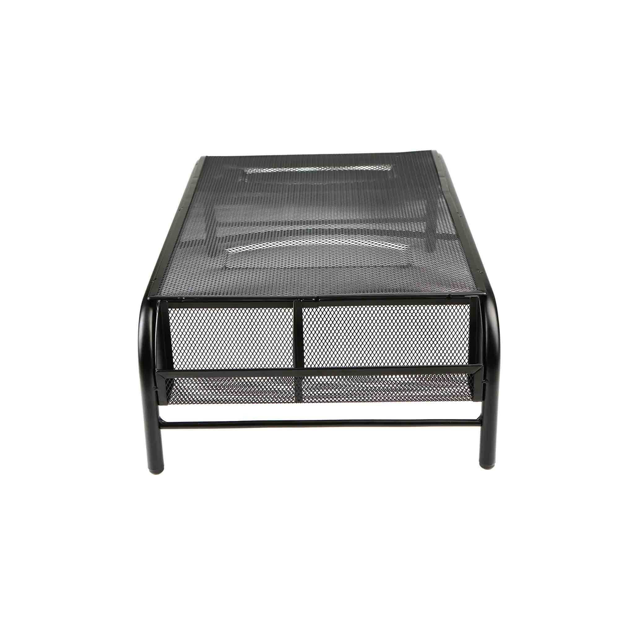 Mind Reader Black Metal Mesh Monitor Stand with Storage Compartments