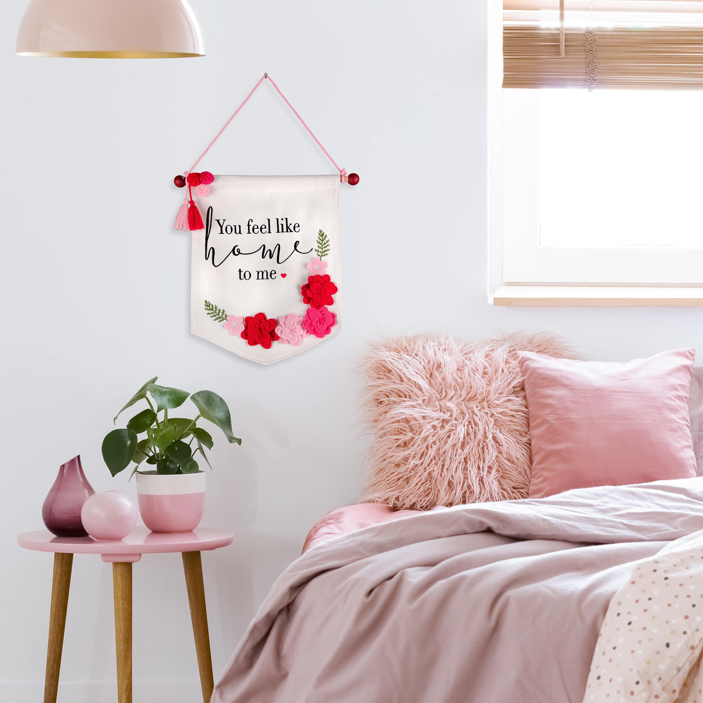 18.5&#x22; You Feel Like Home Valentine&#x27;s Day Banner with Flowers