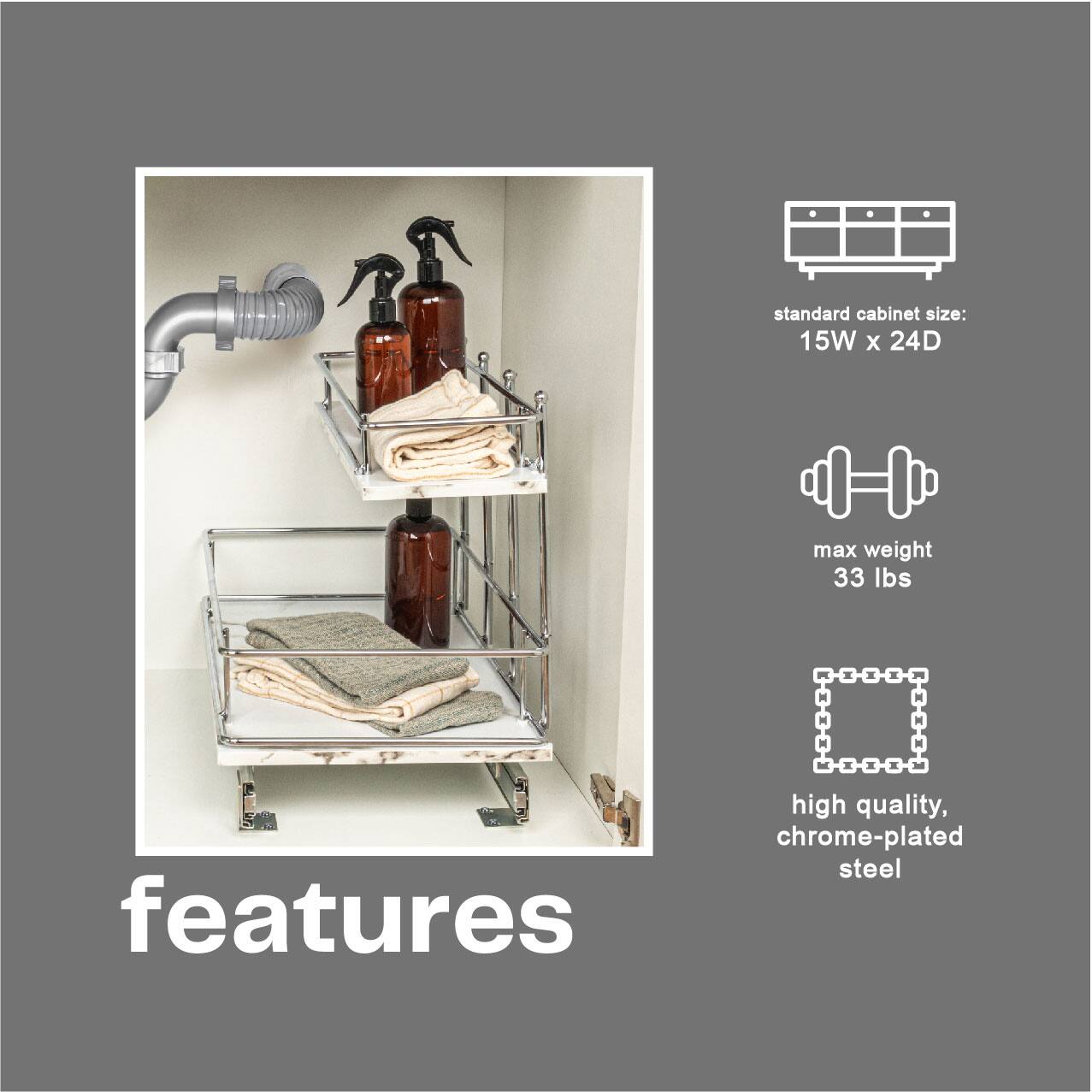 Household Essentials Glidez Marble 2-Tier Cabinet Organizer