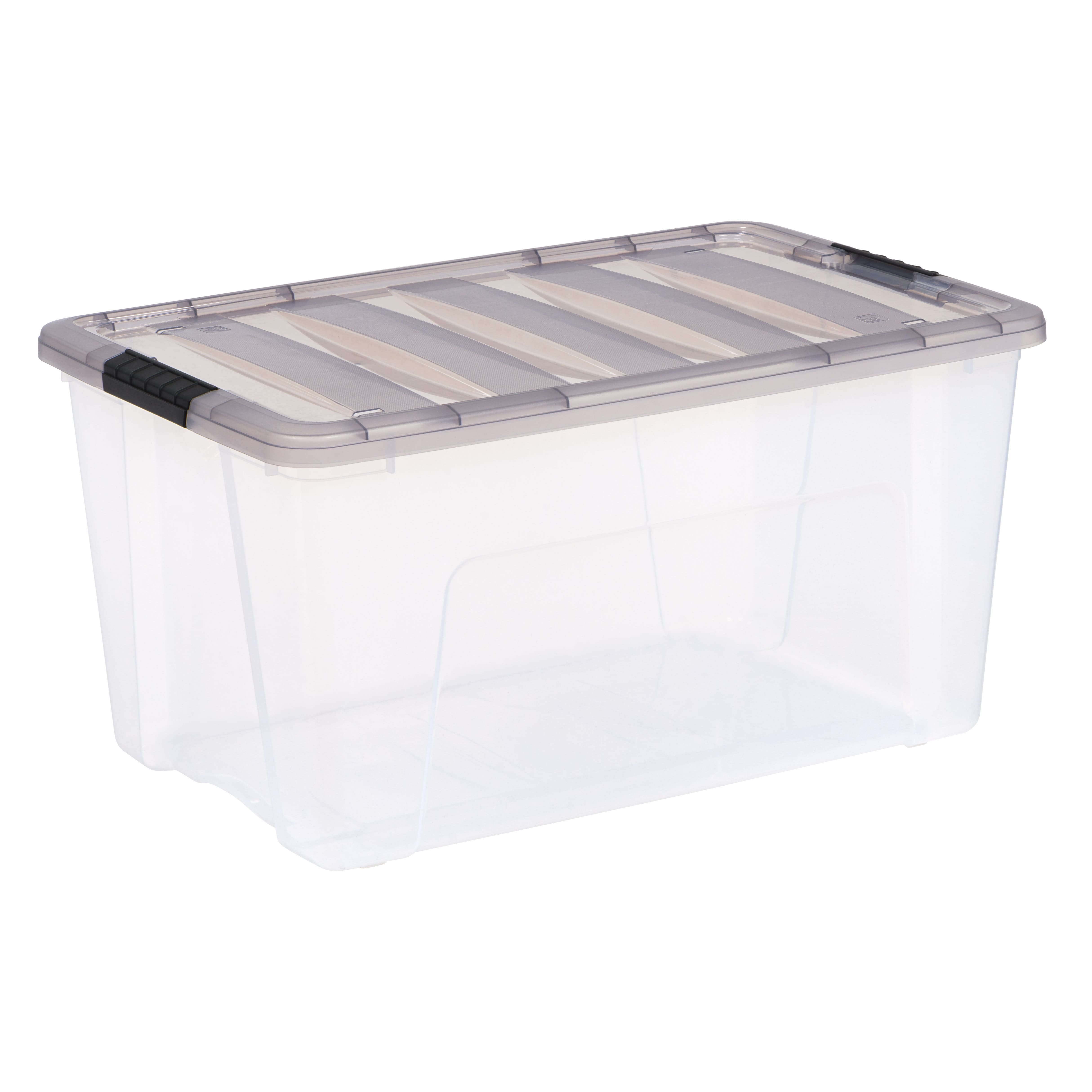 IRIS® Stack & Pull™ Clear Storage Box with Gray Lid
